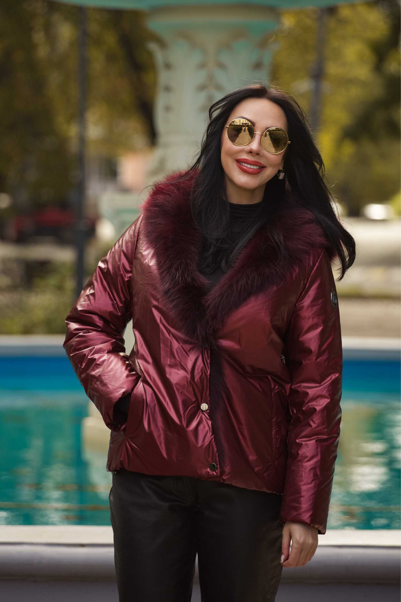 Купить двухсторонний пуховик с мехом лисы WILMA