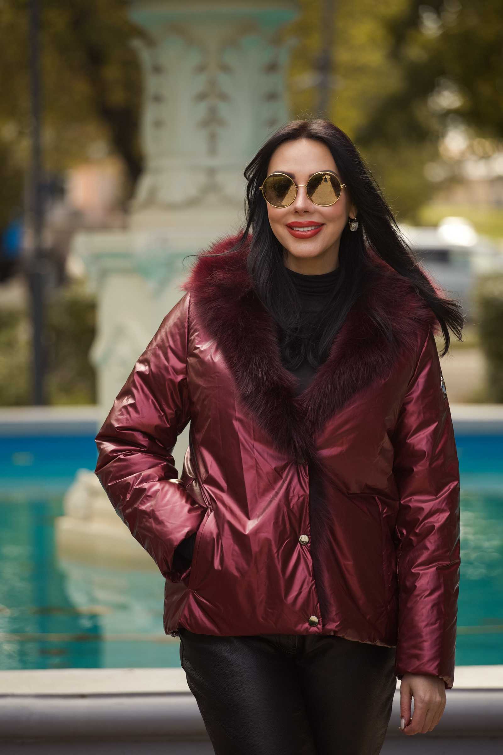 Купить двухсторонний пуховик с мехом лисы WILMA