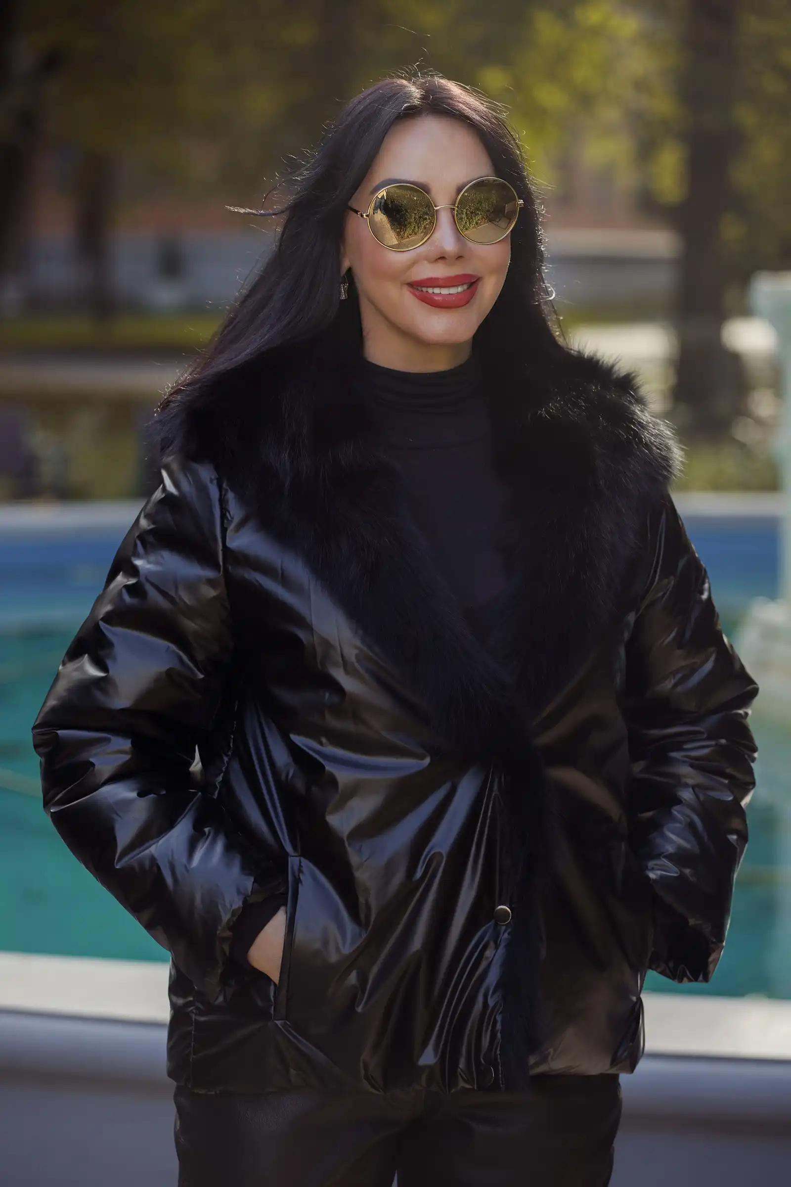 Пуховик двухсторонний с мехом лисы WILMA