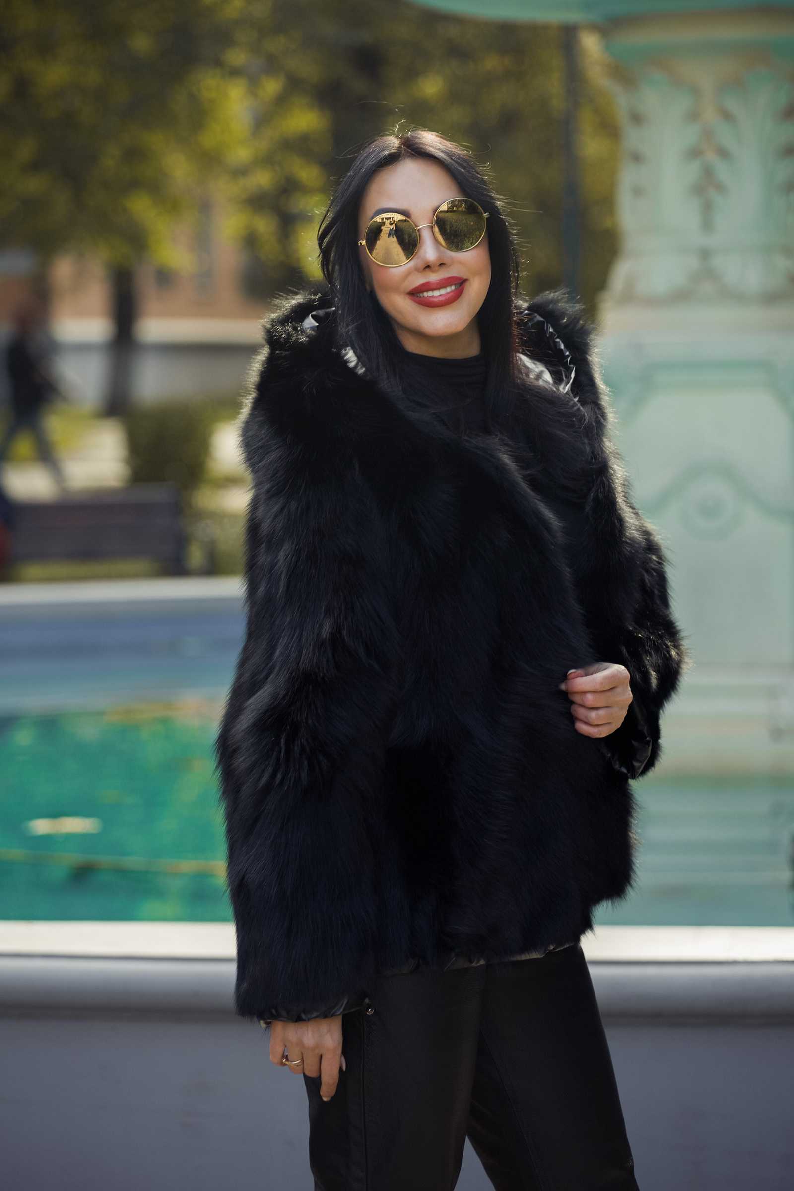 Купить двухсторонний пуховик с мехом лисы WILMA