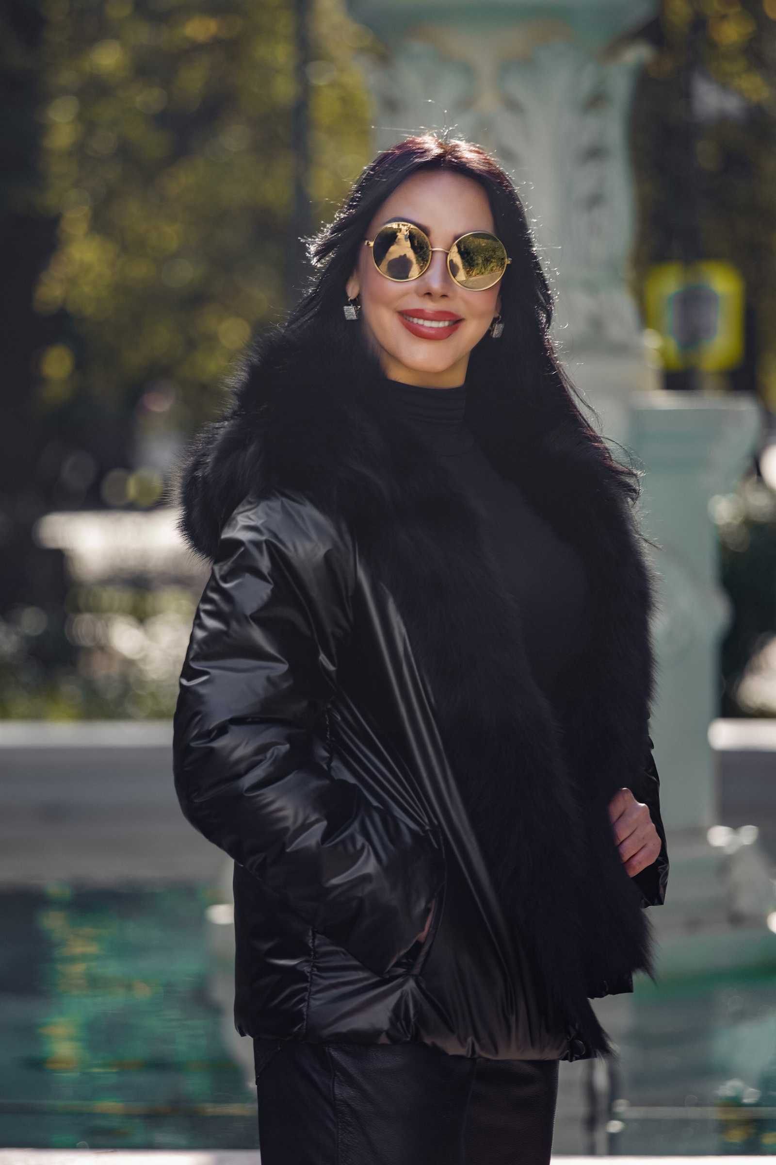 Купить двухсторонний пуховик с мехом лисы WILMA