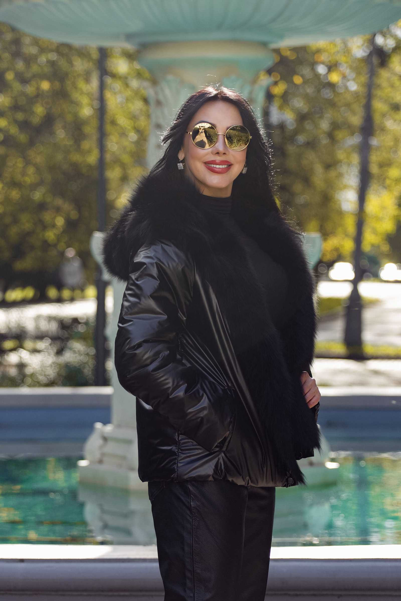 Купить двухсторонний пуховик с мехом лисы WILMA