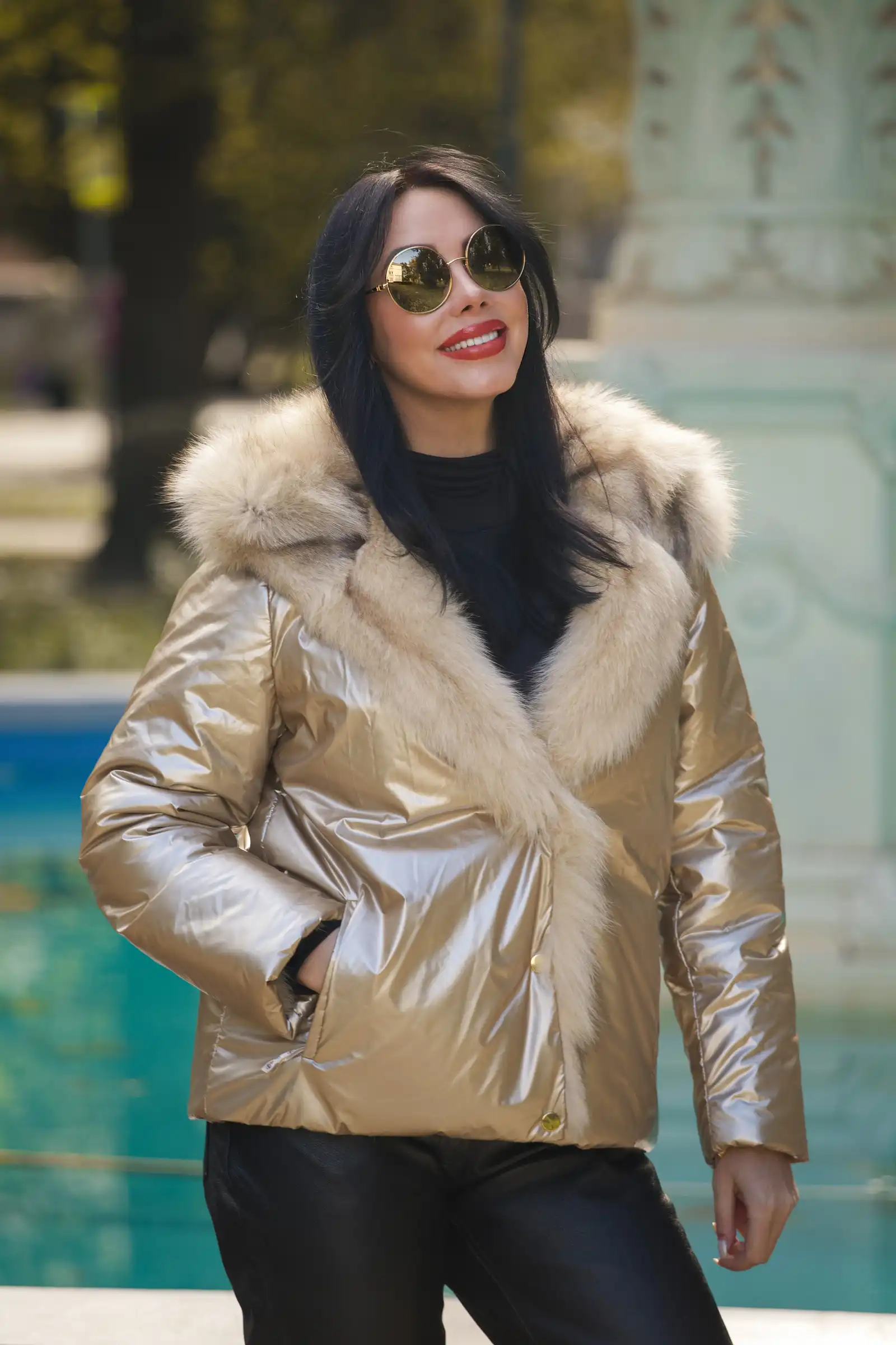 Пуховик двухсторонний с мехом лисы WILMA