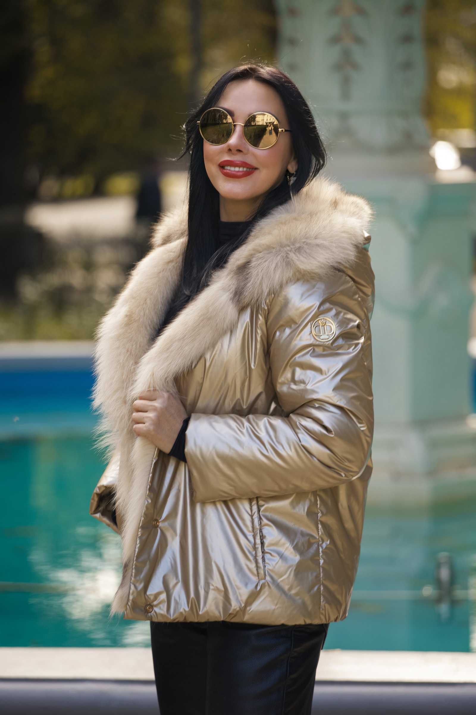 Купить двухсторонний пуховик с мехом лисы WILMA