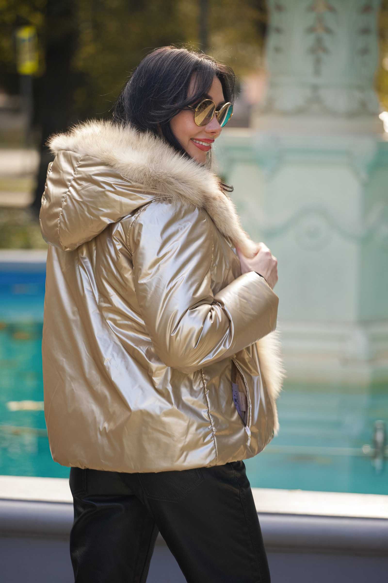 Купить двухсторонний пуховик с мехом лисы WILMA