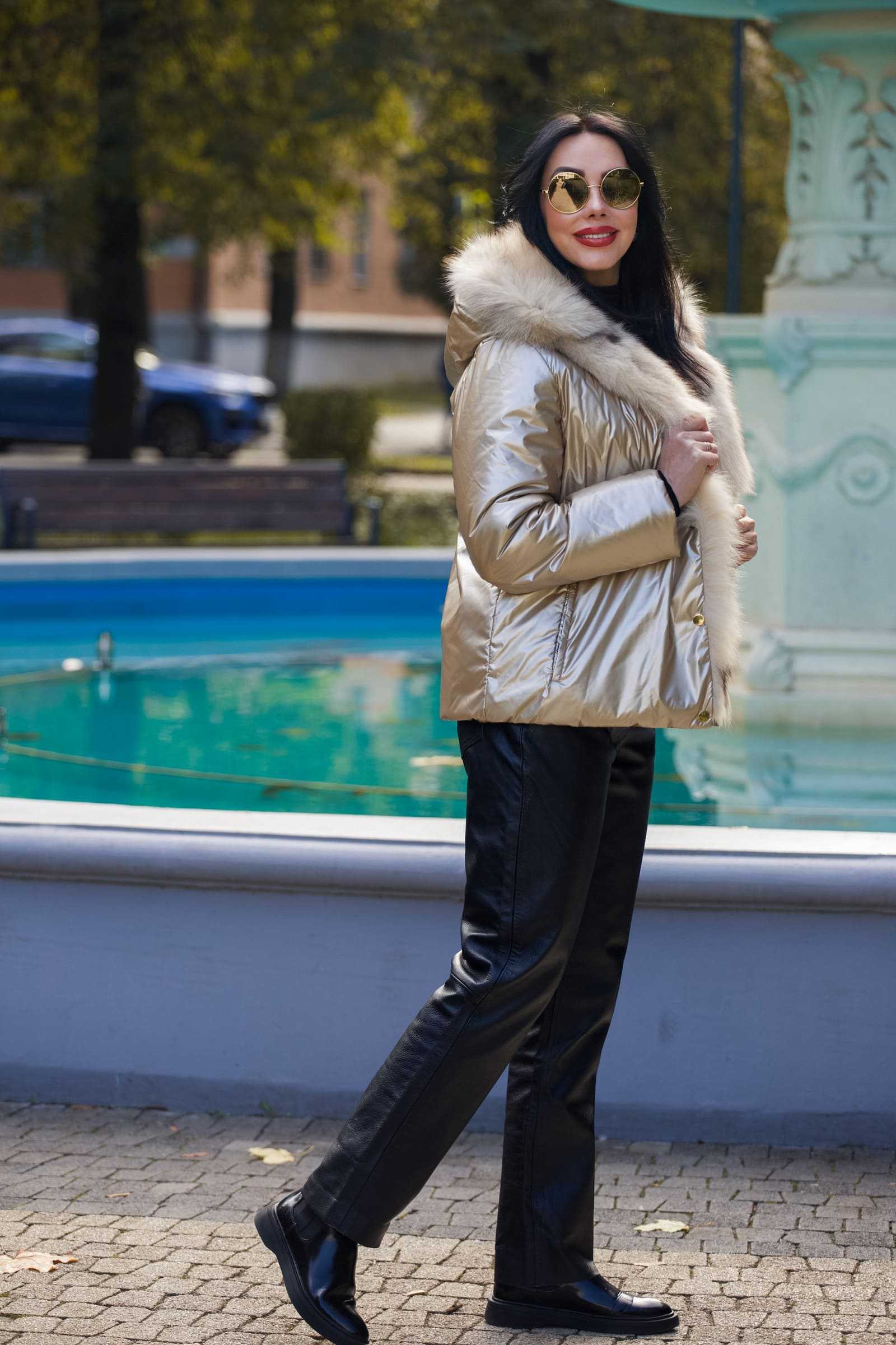 Купить двухсторонний пуховик с мехом лисы WILMA