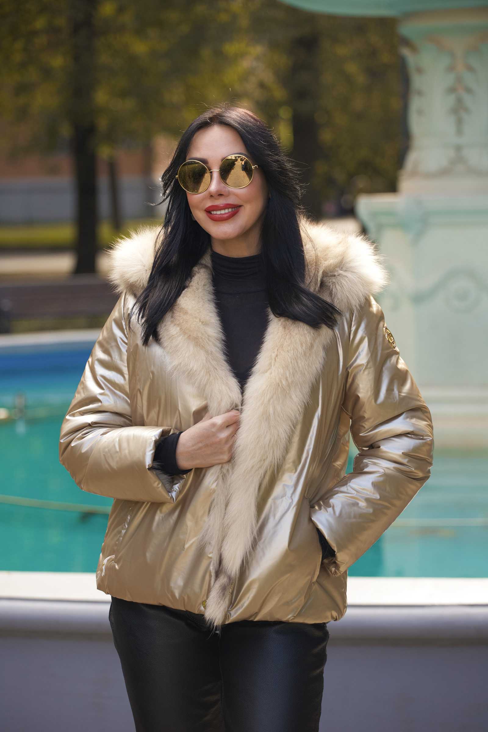 Купить двухсторонний пуховик с мехом лисы WILMA