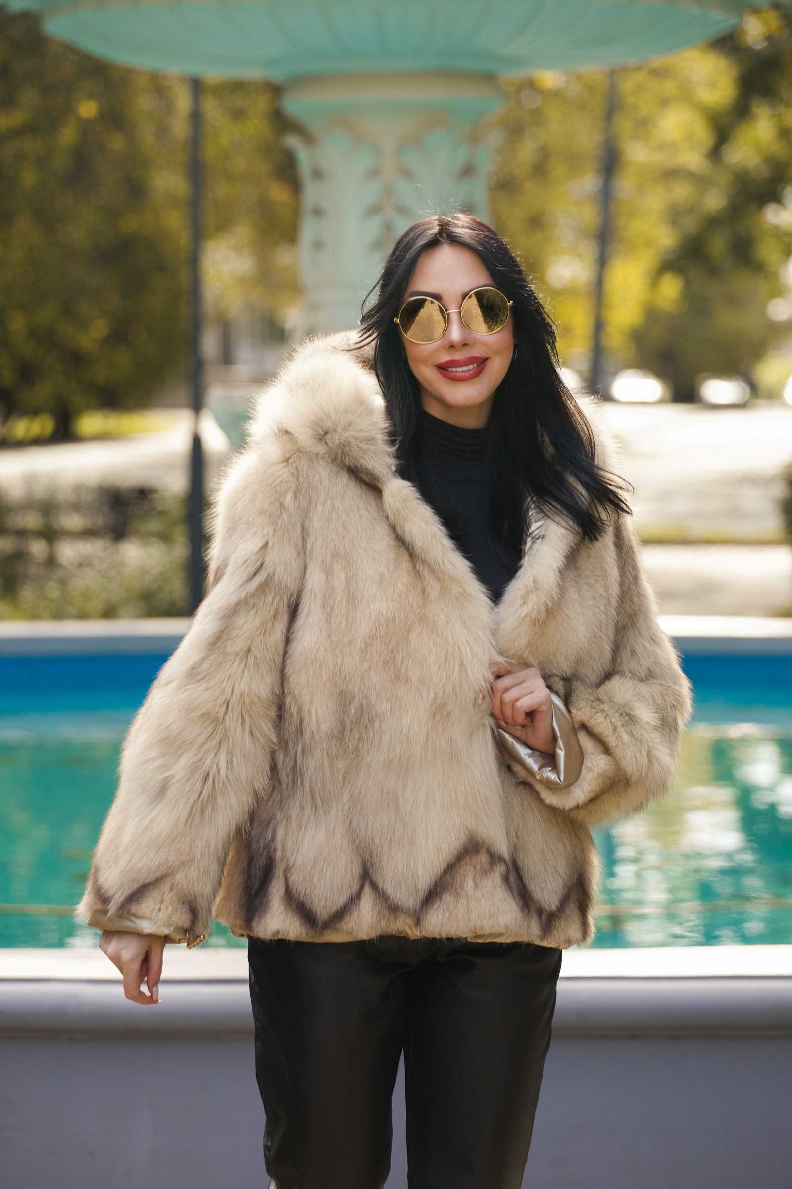 Купить двухсторонний пуховик с мехом лисы WILMA