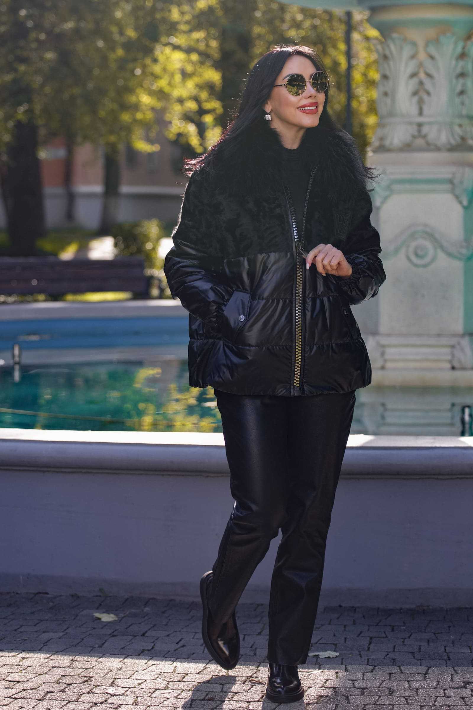 Купить зимнюю куртку c мехом лисы и тианжи TINA