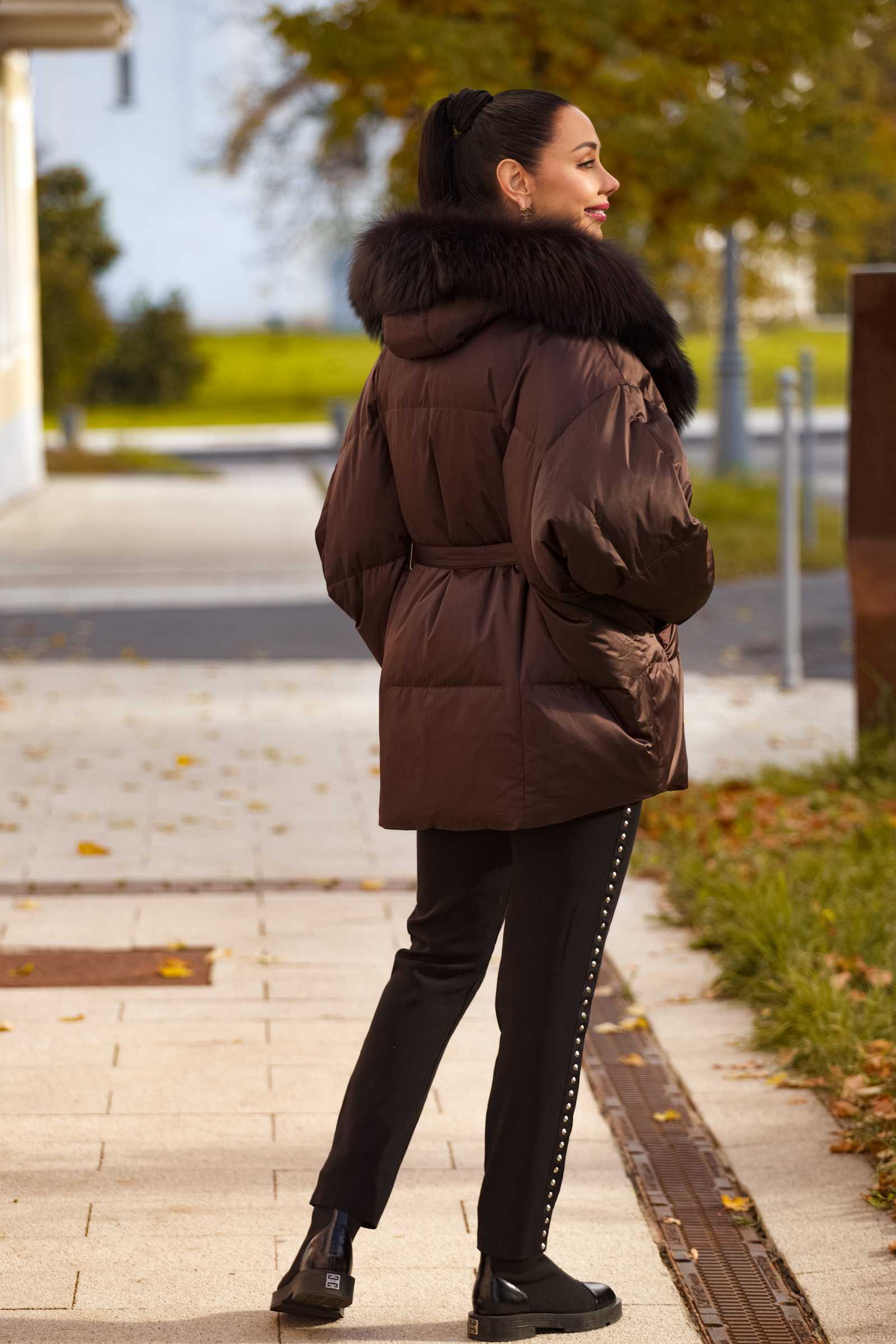 Купить пуховик c мехом чернобурки MOLLY