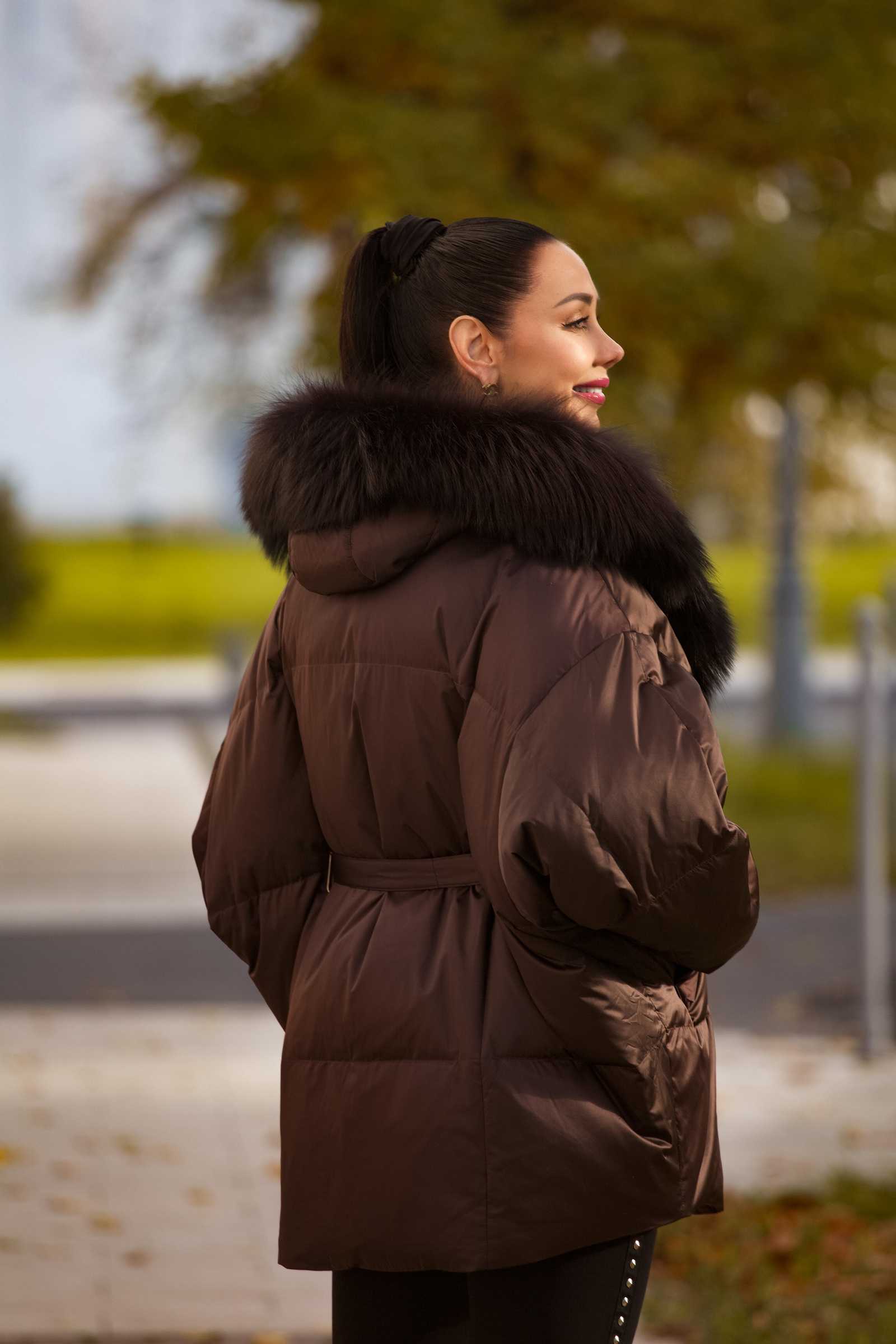 Купить пуховик c мехом чернобурки MOLLY