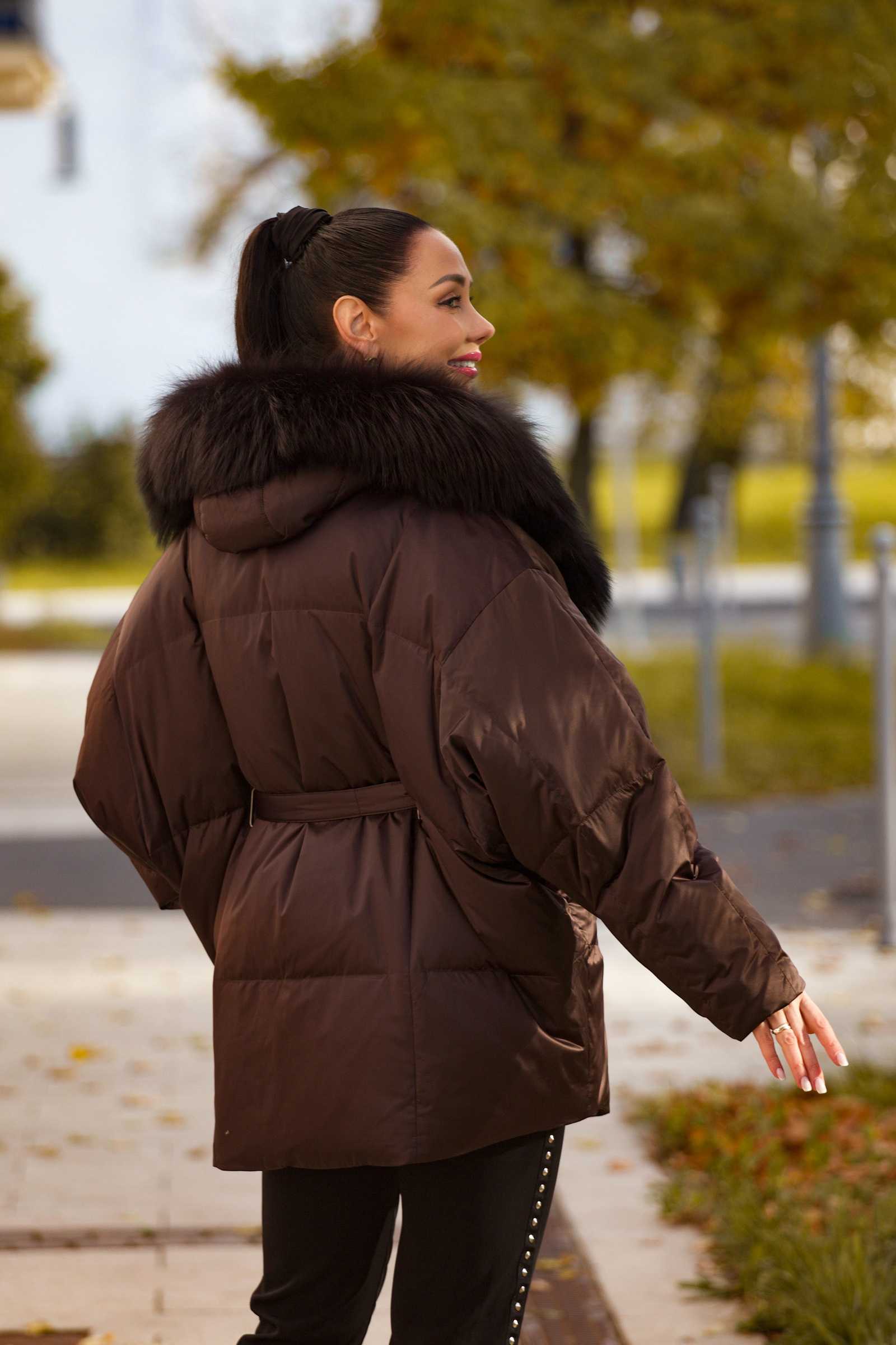 Купить пуховик c мехом чернобурки MOLLY