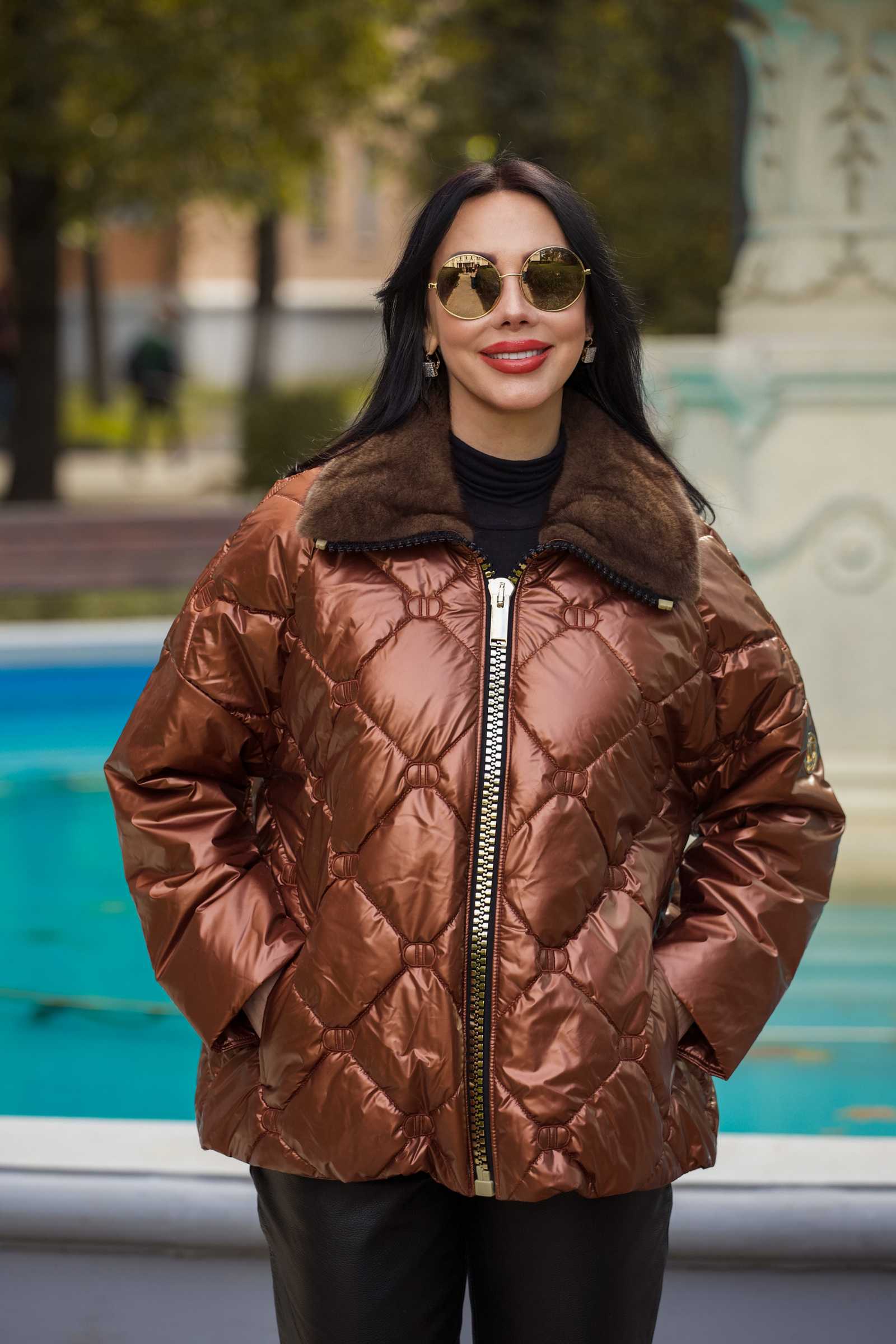 Куртка зимняя c мехом норки BELIS цвет коричневый