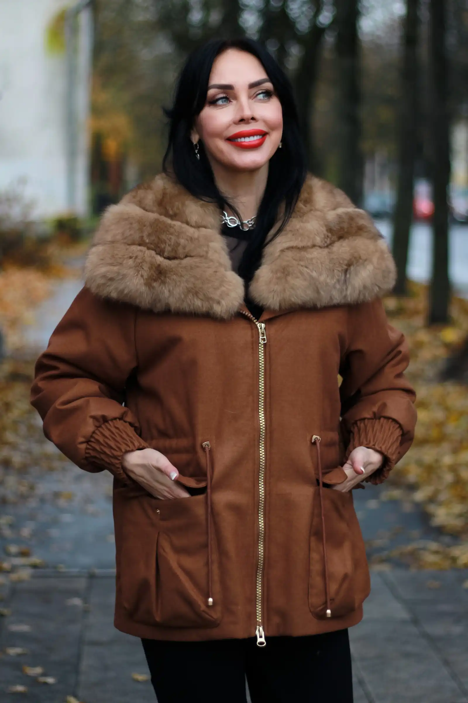 Парка с мехом песца PAOLA