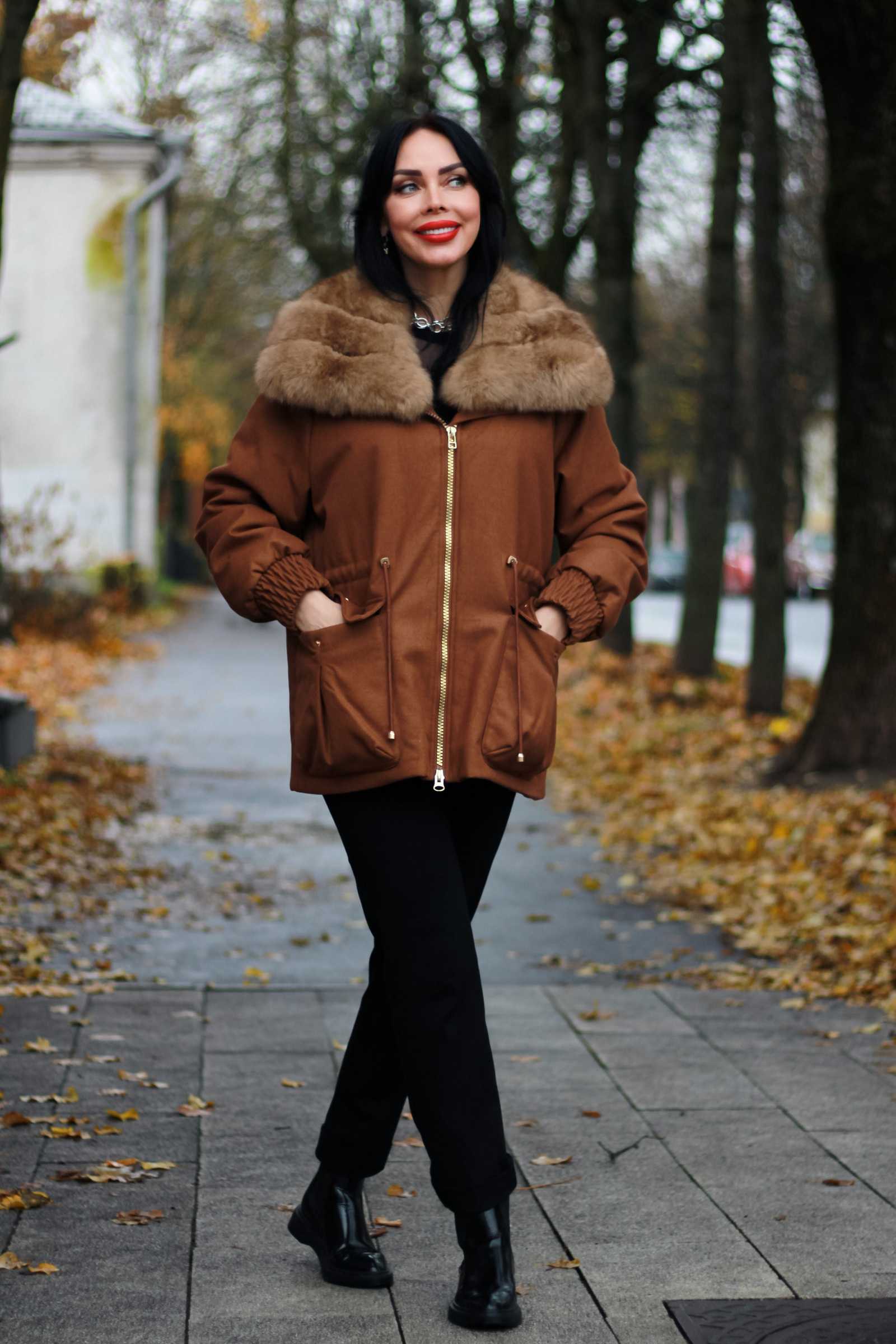 Купить женскую парку с мехом песца PAOLA