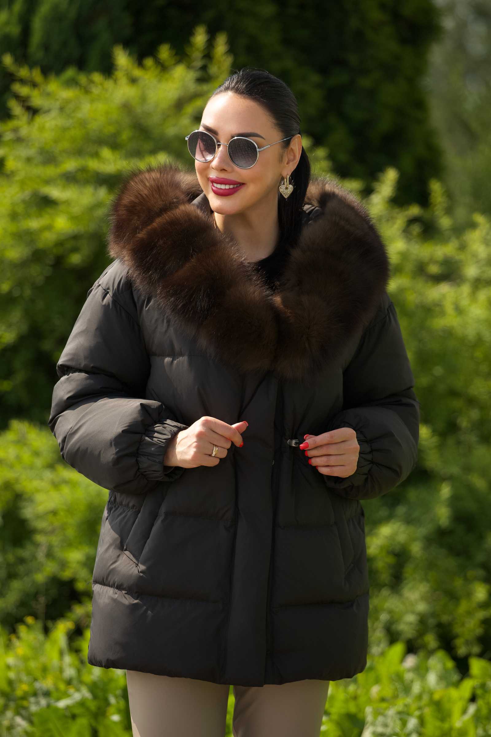 Купить женский зимний пуховик с мехом песца SALMA