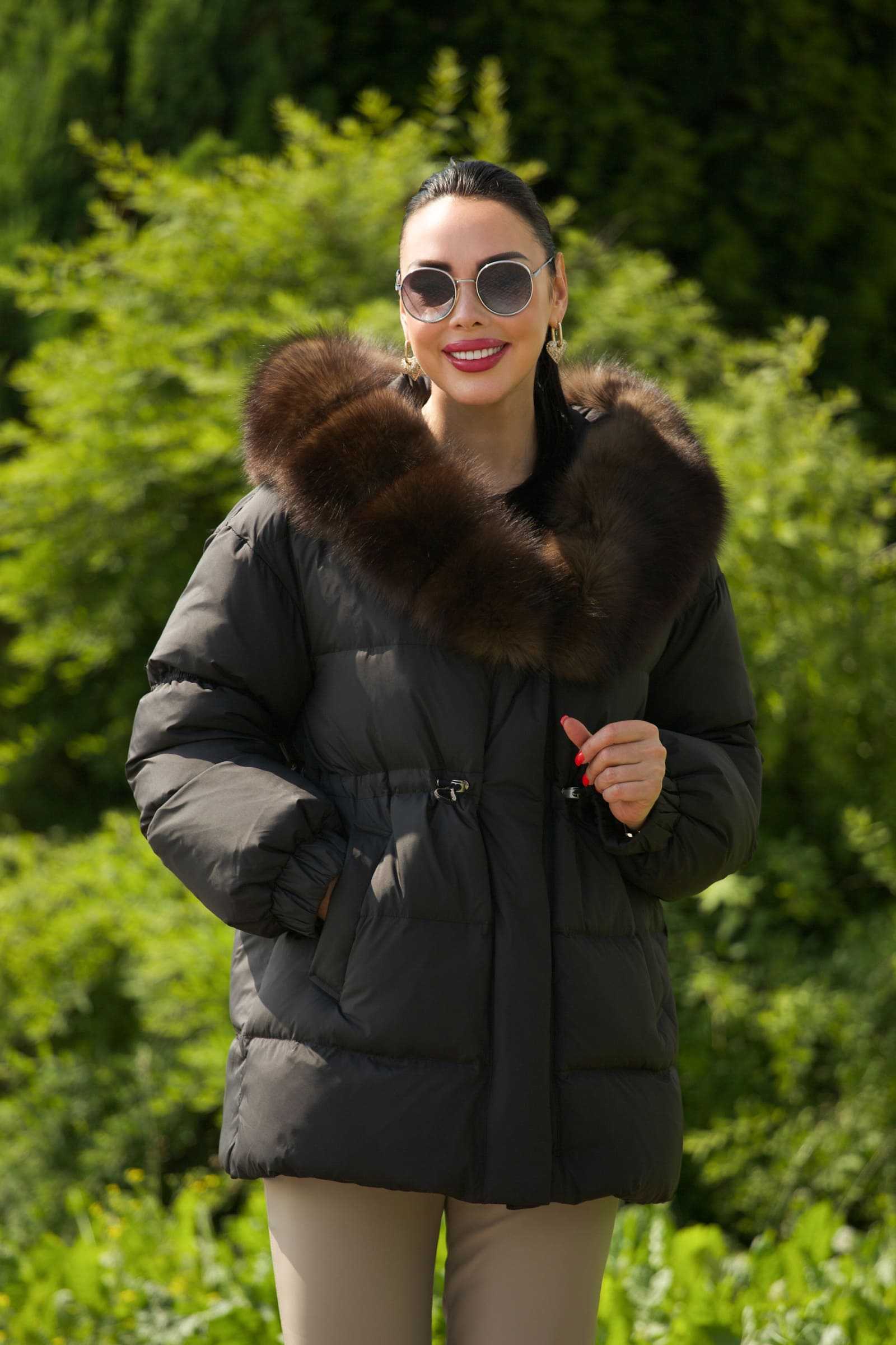 Купить женский зимний пуховик с мехом песца SALMA