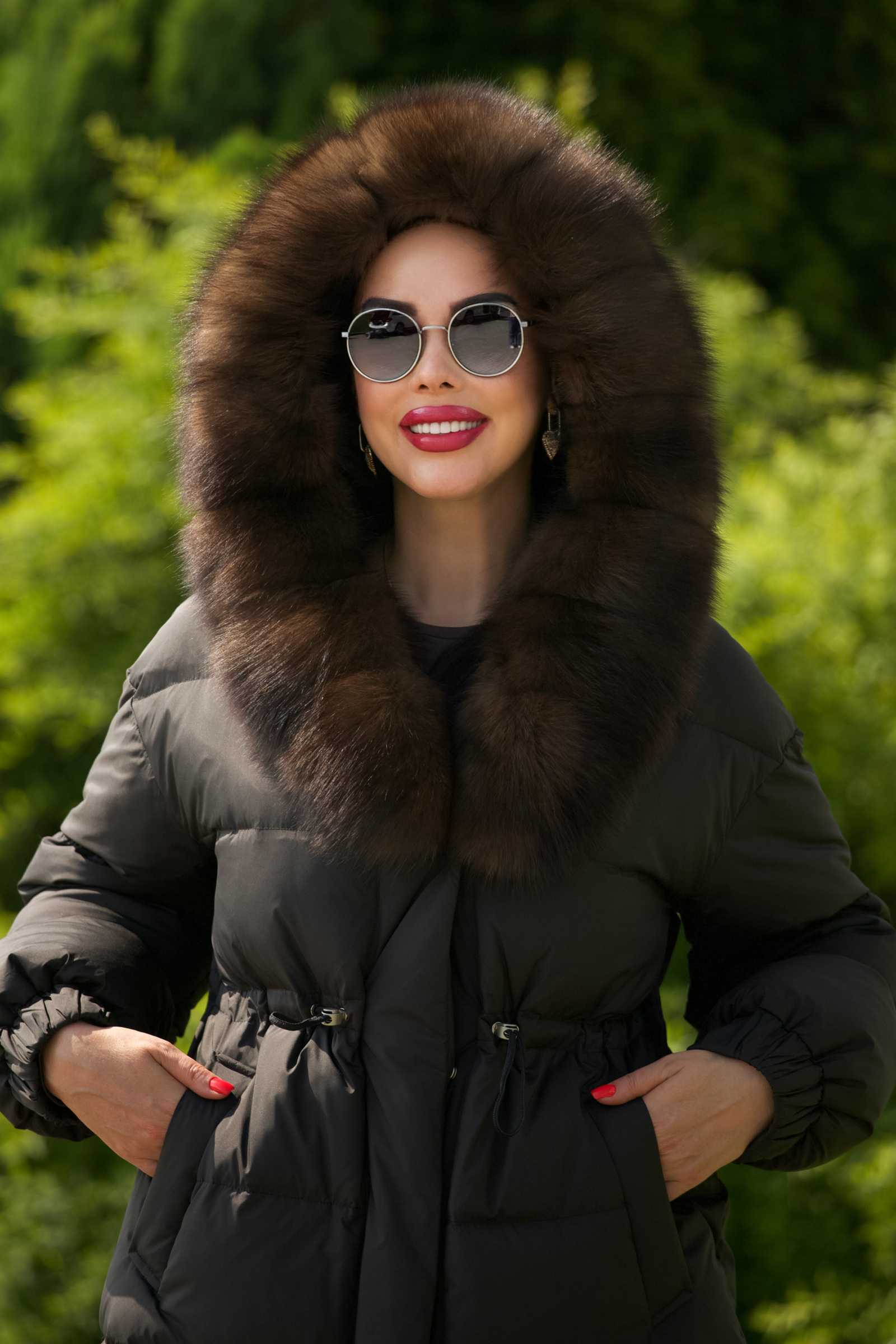 Купить женский зимний пуховик с мехом песца SALMA