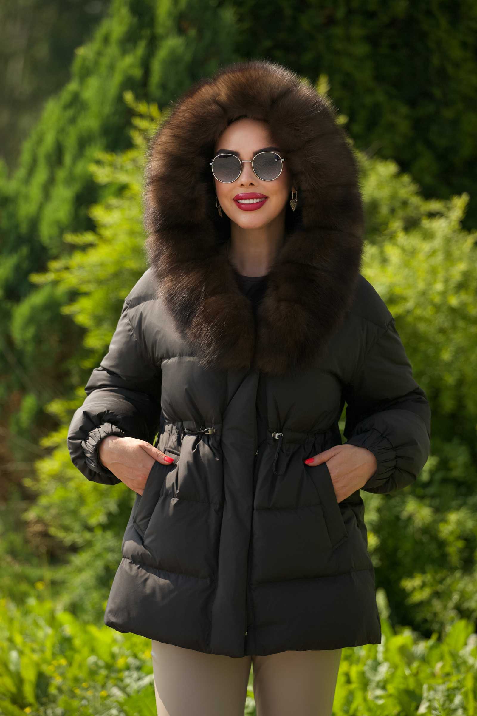 Купить женский зимний пуховик с мехом песца SALMA