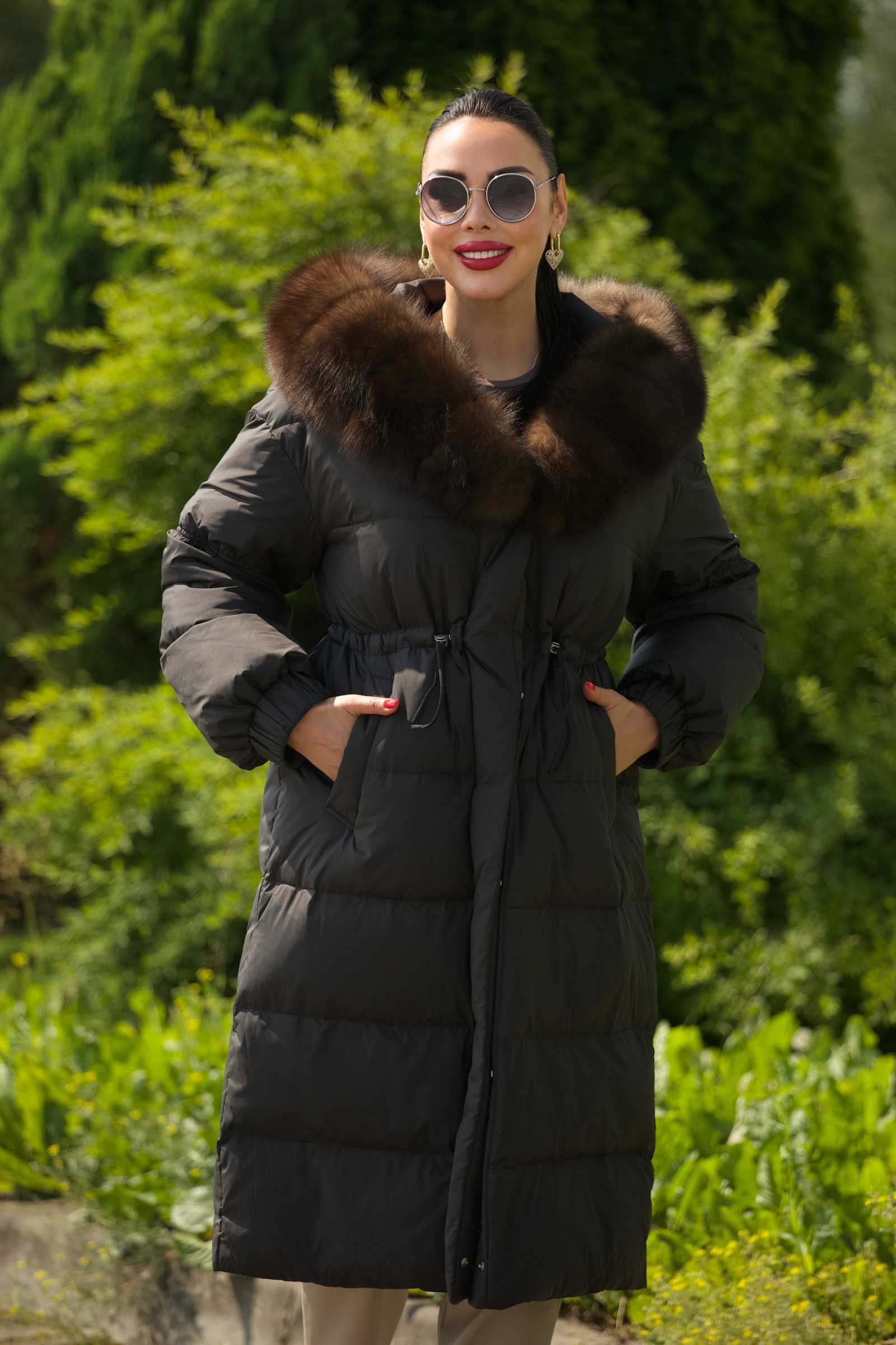 Купить женский зимний пуховик с мехом песца SALMA