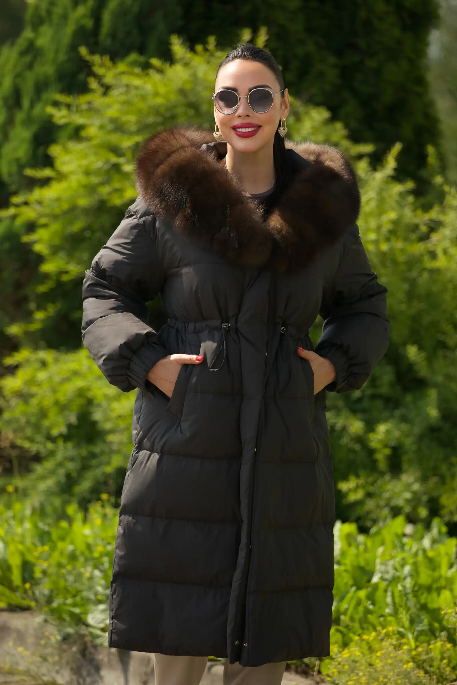 Пуховик c мехом финского песца SALMA