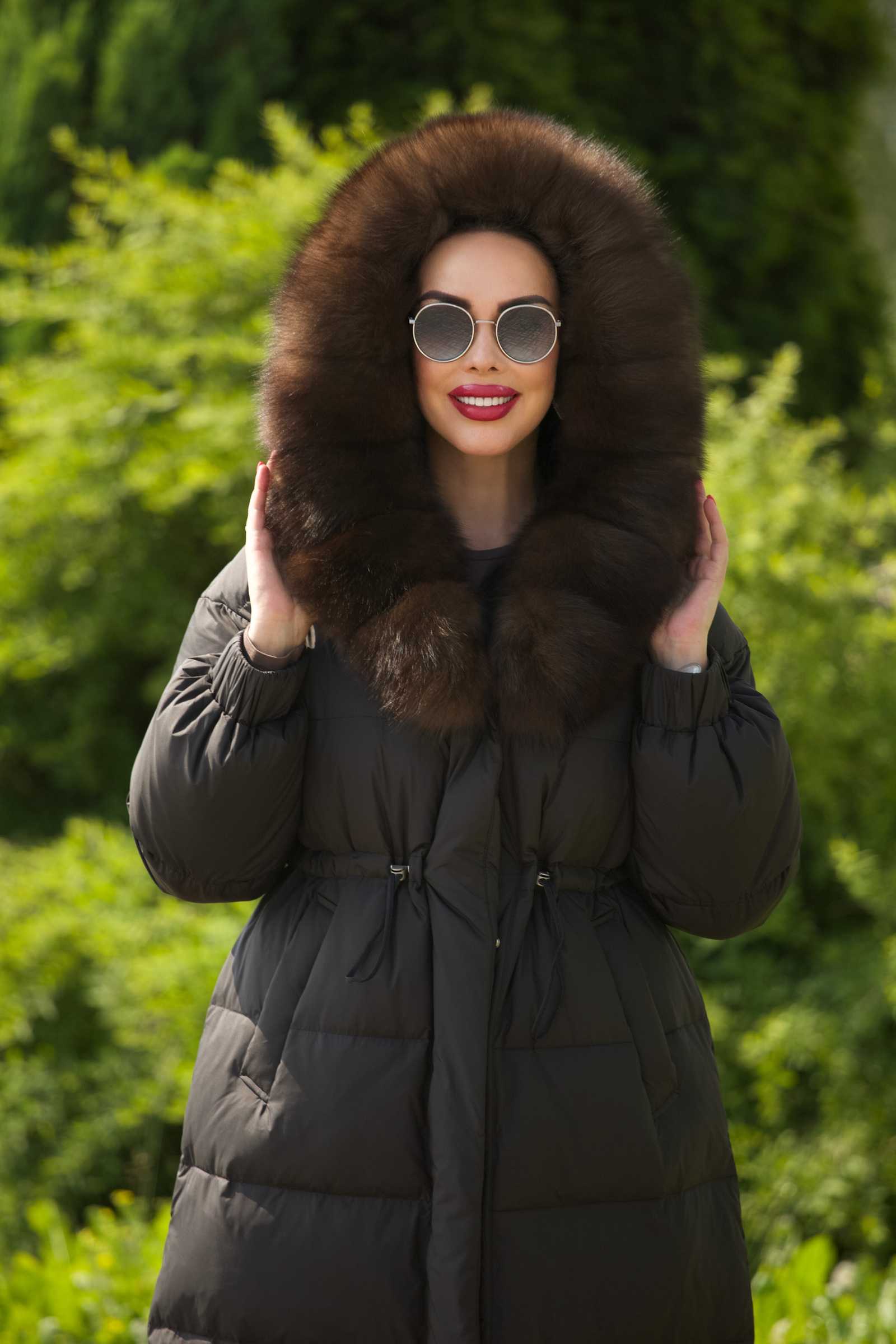 Купить женский зимний пуховик с мехом песца SALMA