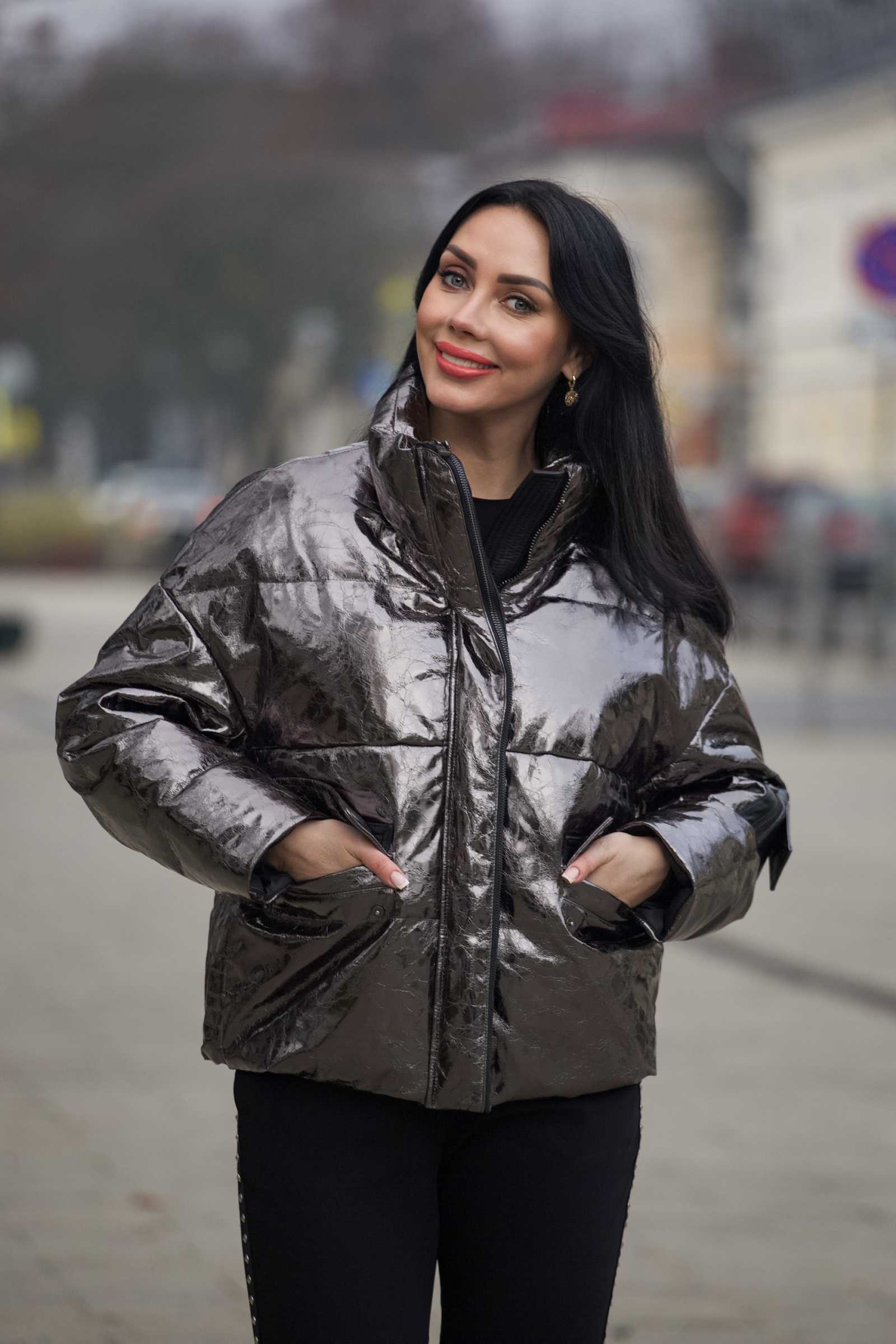 Пуховик из натуральной кожи ELECTRA цвет Серебристый металлик