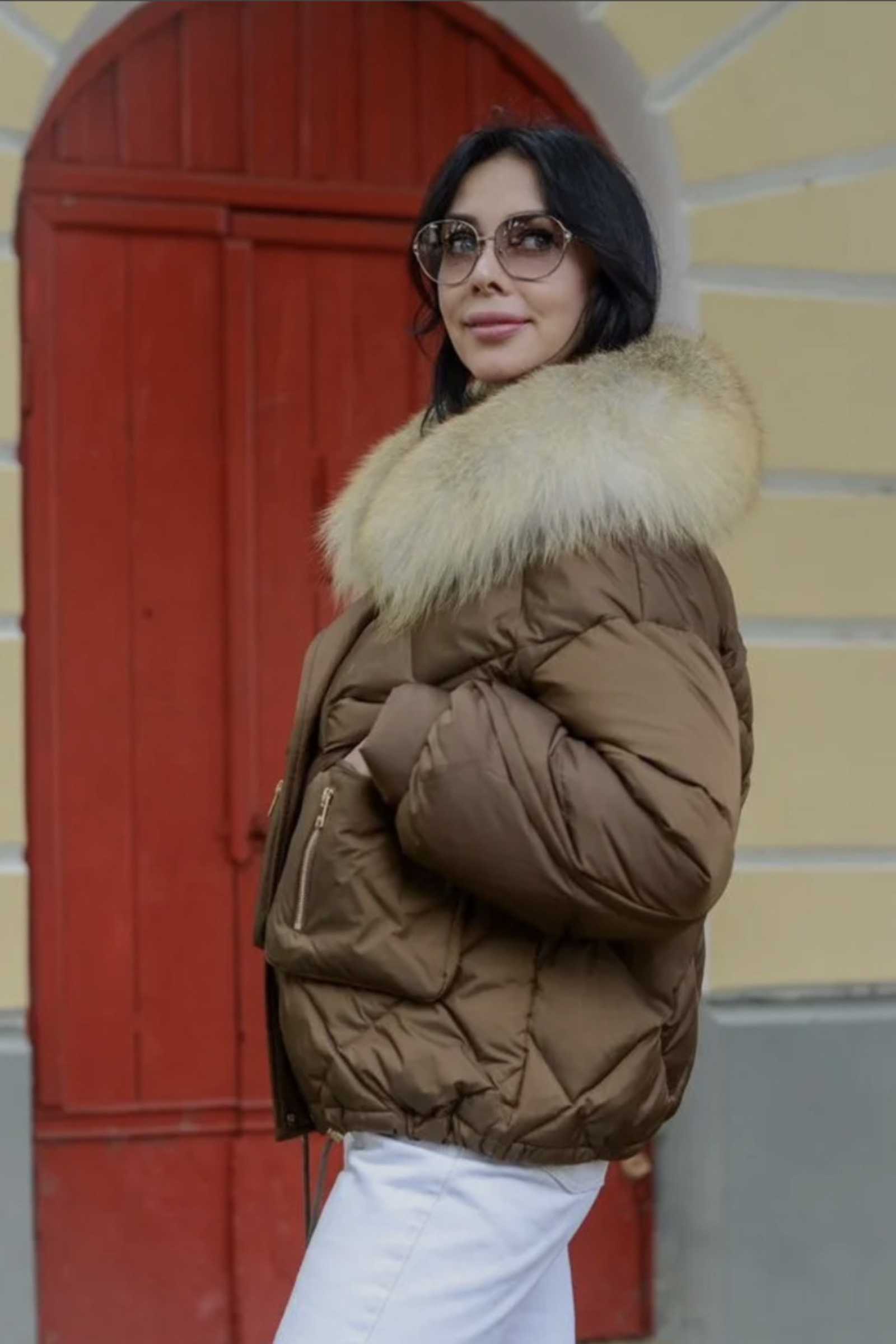 Купить женский пуховик с мехом лисы IRENA