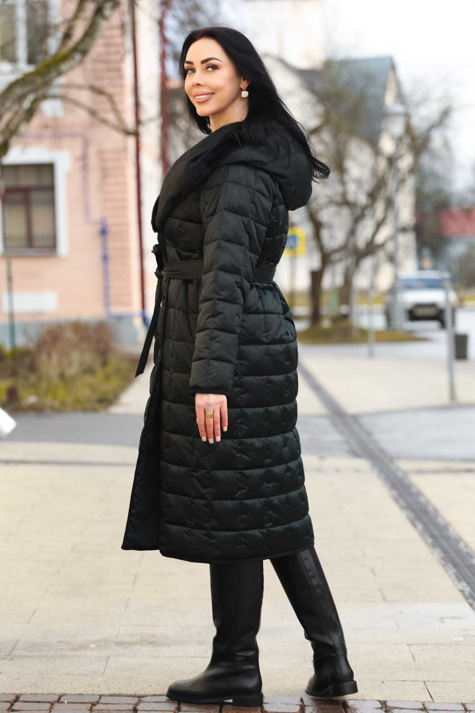 Женское зимнее стеганое пальто DIVA с капюшоном из эконорки — купить от 50 до 58 размера | Patania DIVA