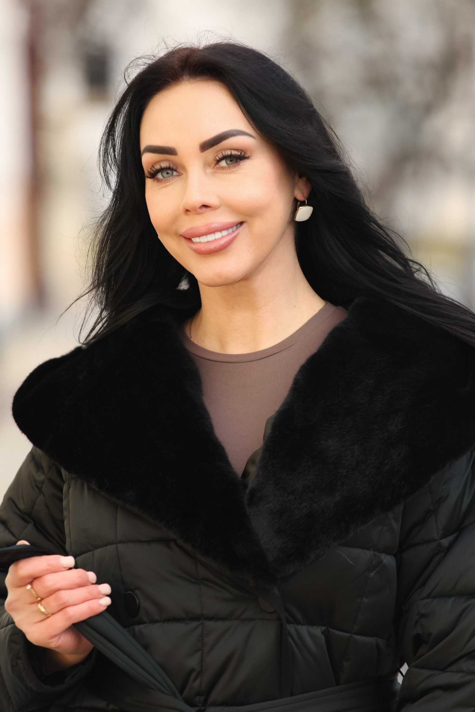 Женское зимнее стеганое пальто DIVA с капюшоном из эконорки — купить от 50 до 58 размера | Patania DIVA