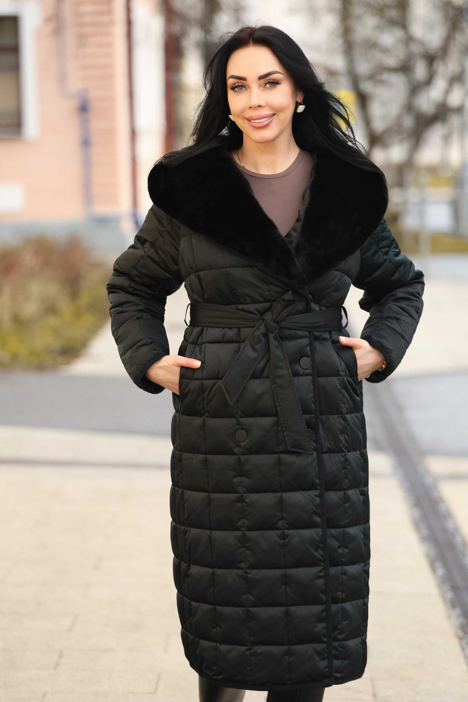 Женское зимнее стеганое пальто DIVA с капюшоном из эконорки — купить от 50 до 58 размера | Patania DIVA