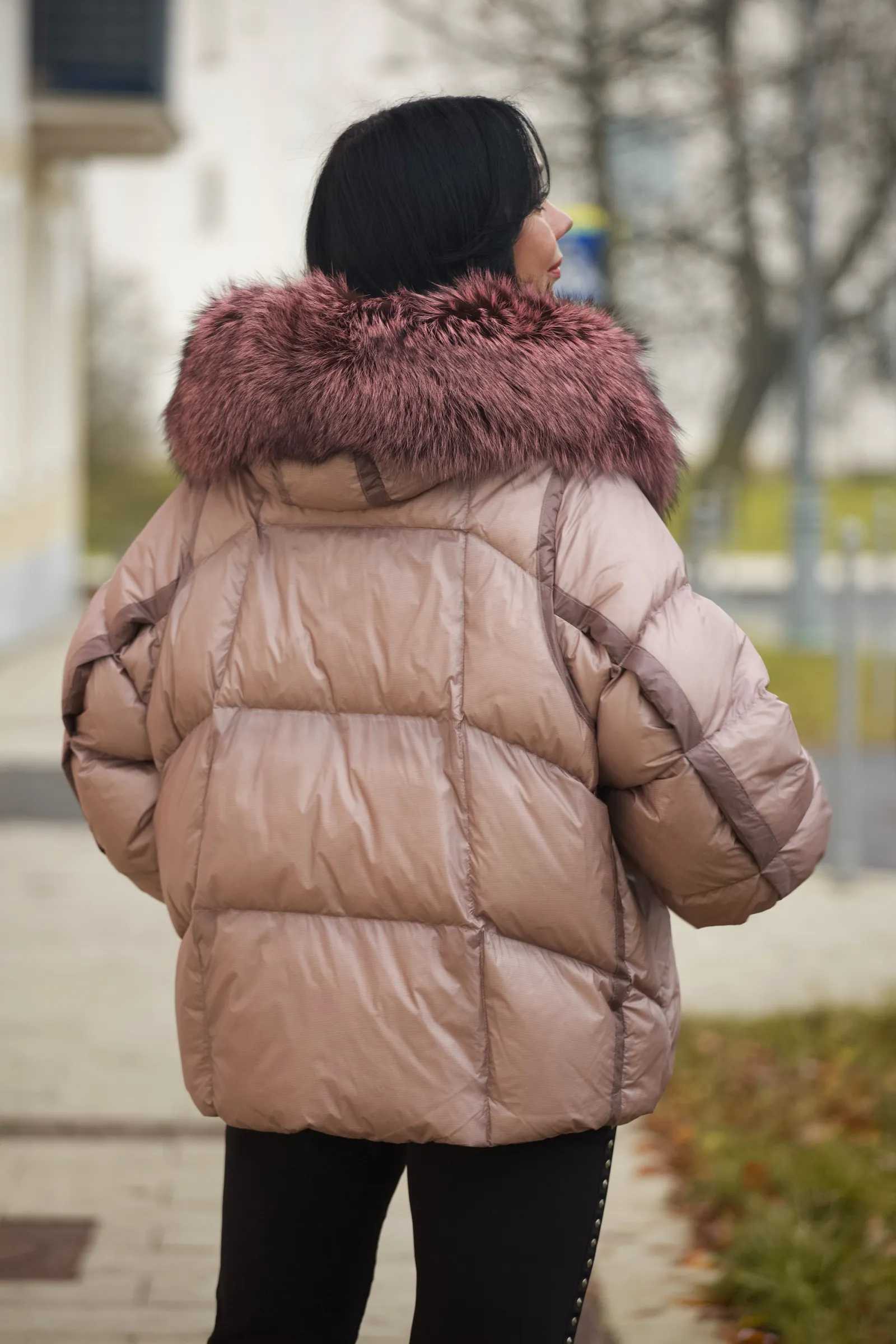 Купить пуховик с мехом чернобурой лисы IZOLDA