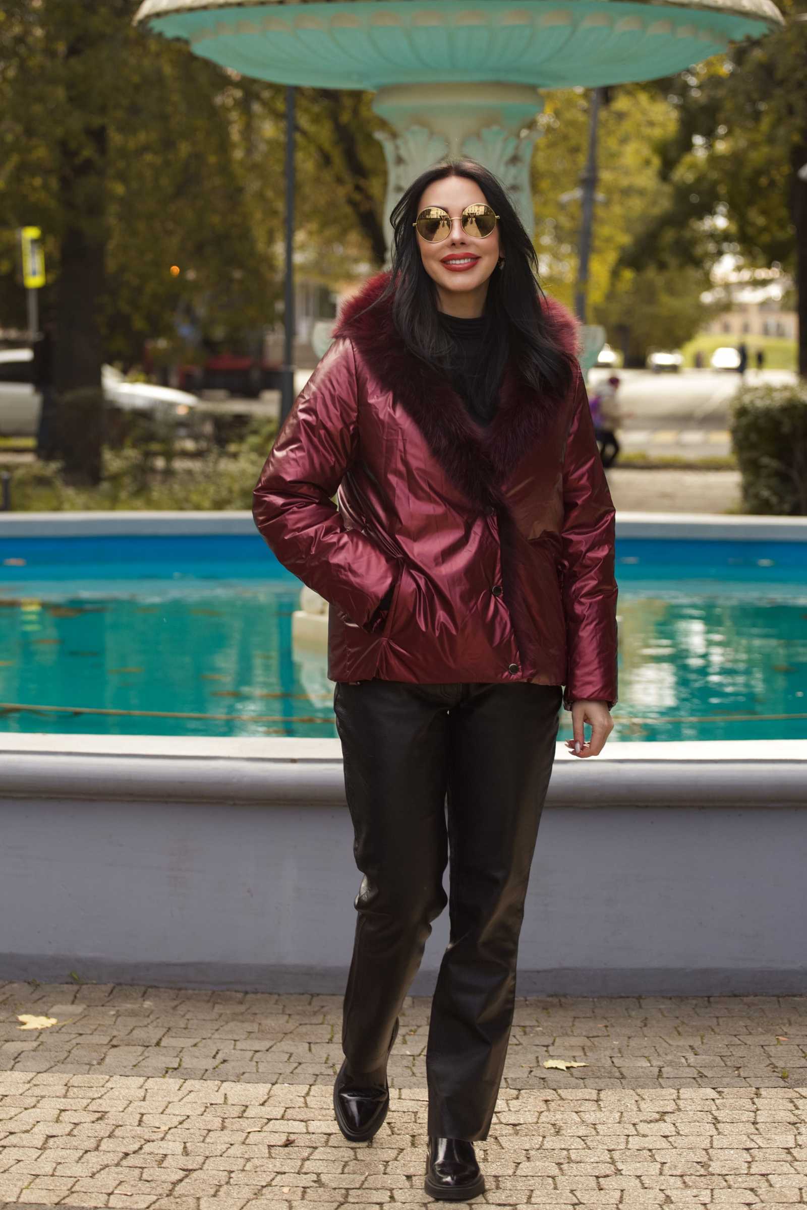 Купить двухсторонний пуховик с мехом лисы WILMA