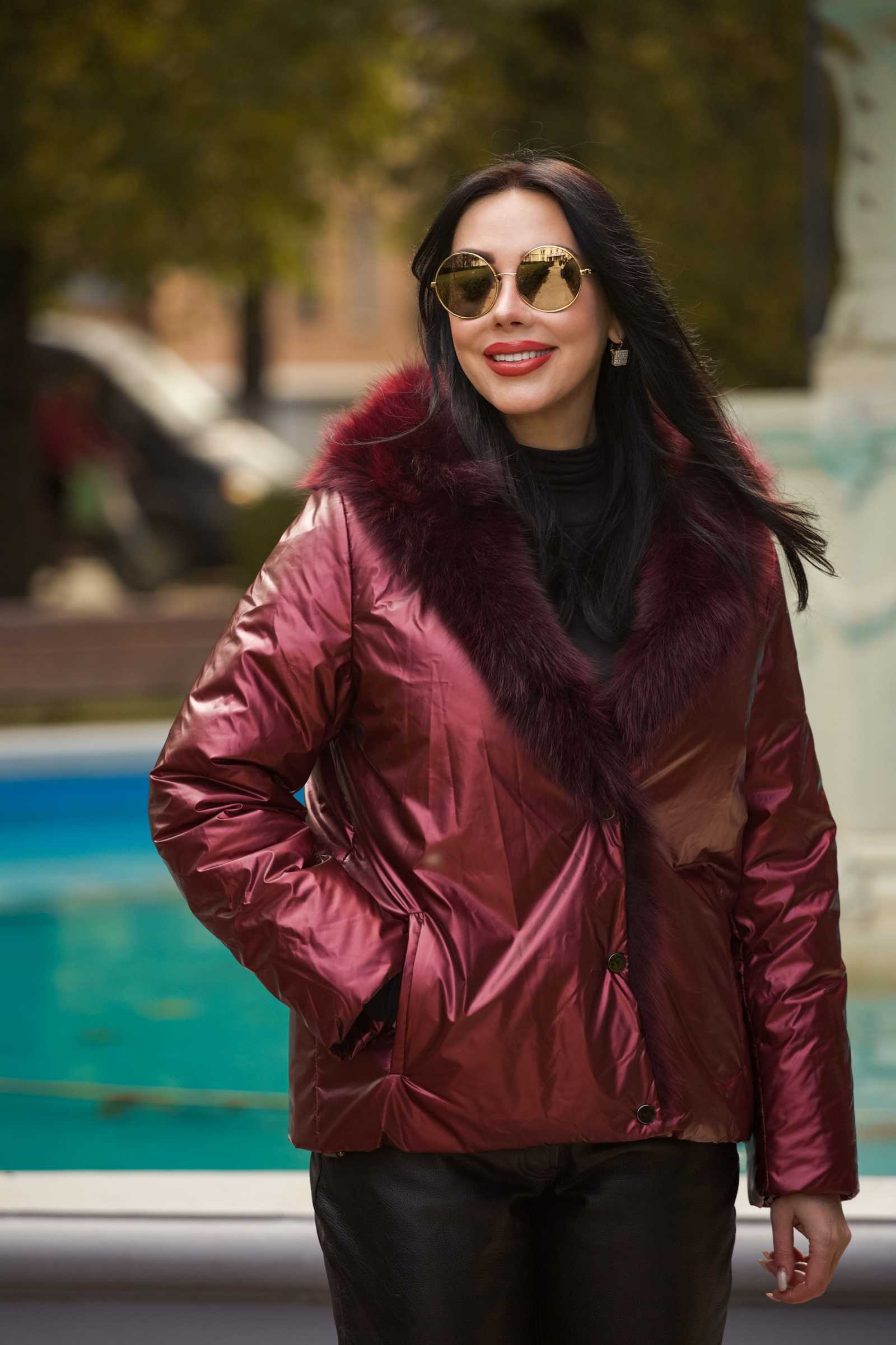 Купить двухсторонний пуховик с мехом лисы WILMA