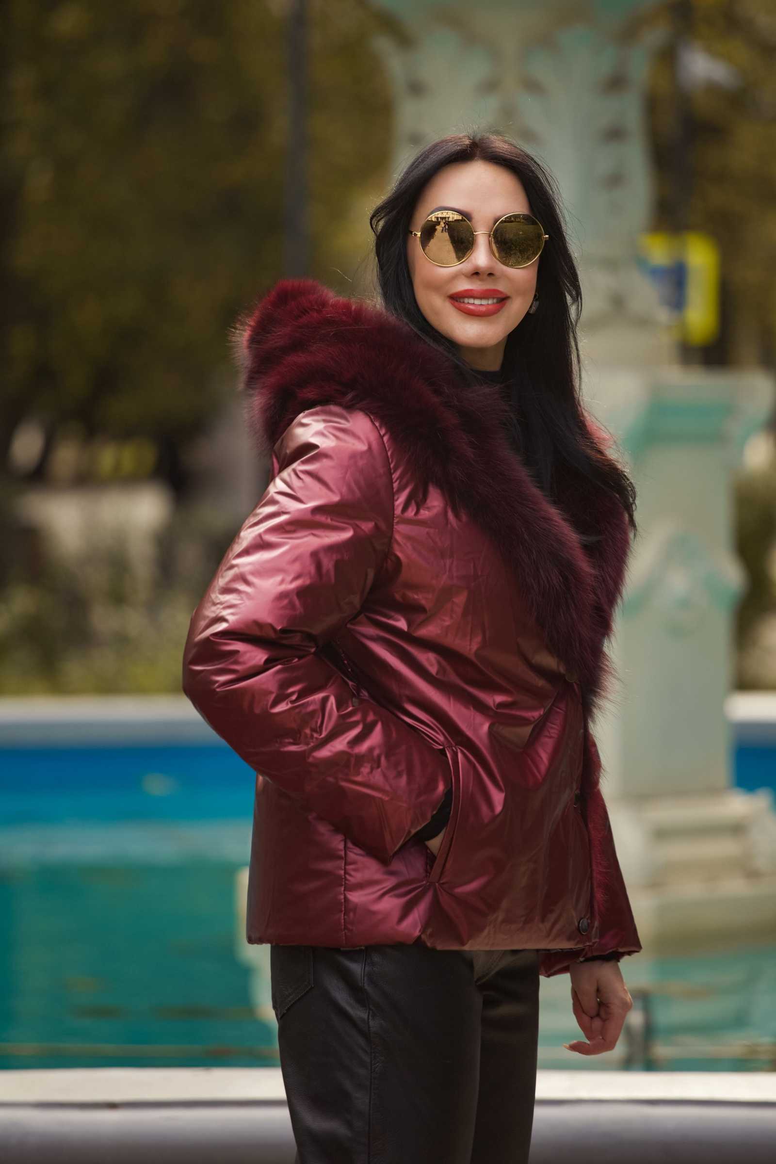 Купить двухсторонний пуховик с мехом лисы WILMA