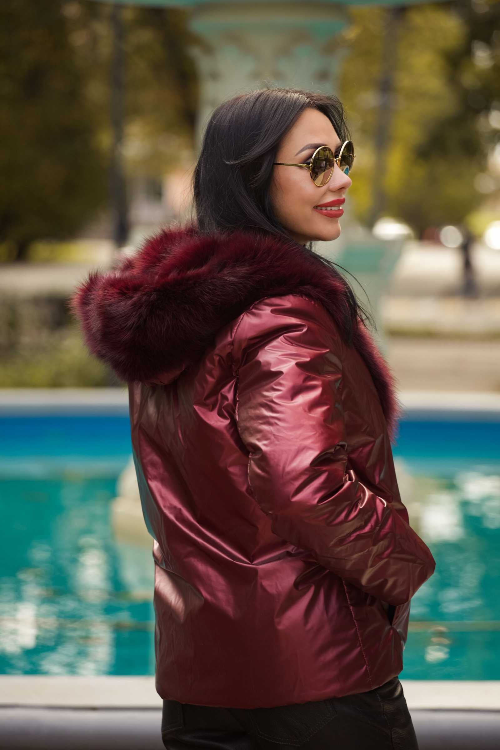 Купить двухсторонний пуховик с мехом лисы WILMA