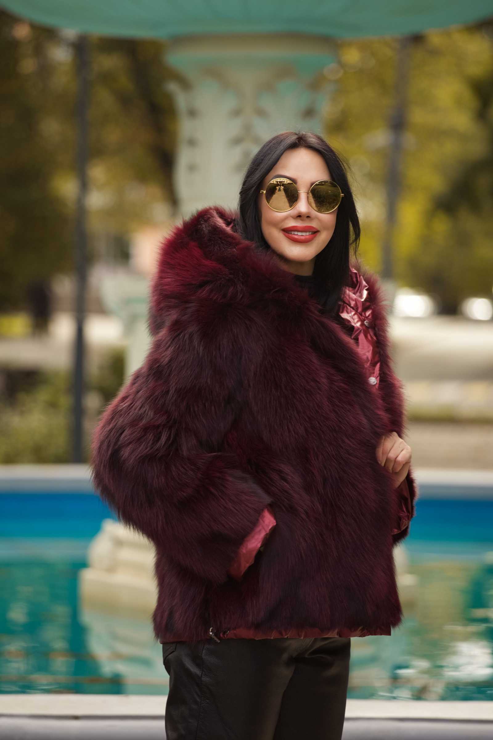 Купить двухсторонний пуховик с мехом лисы WILMA