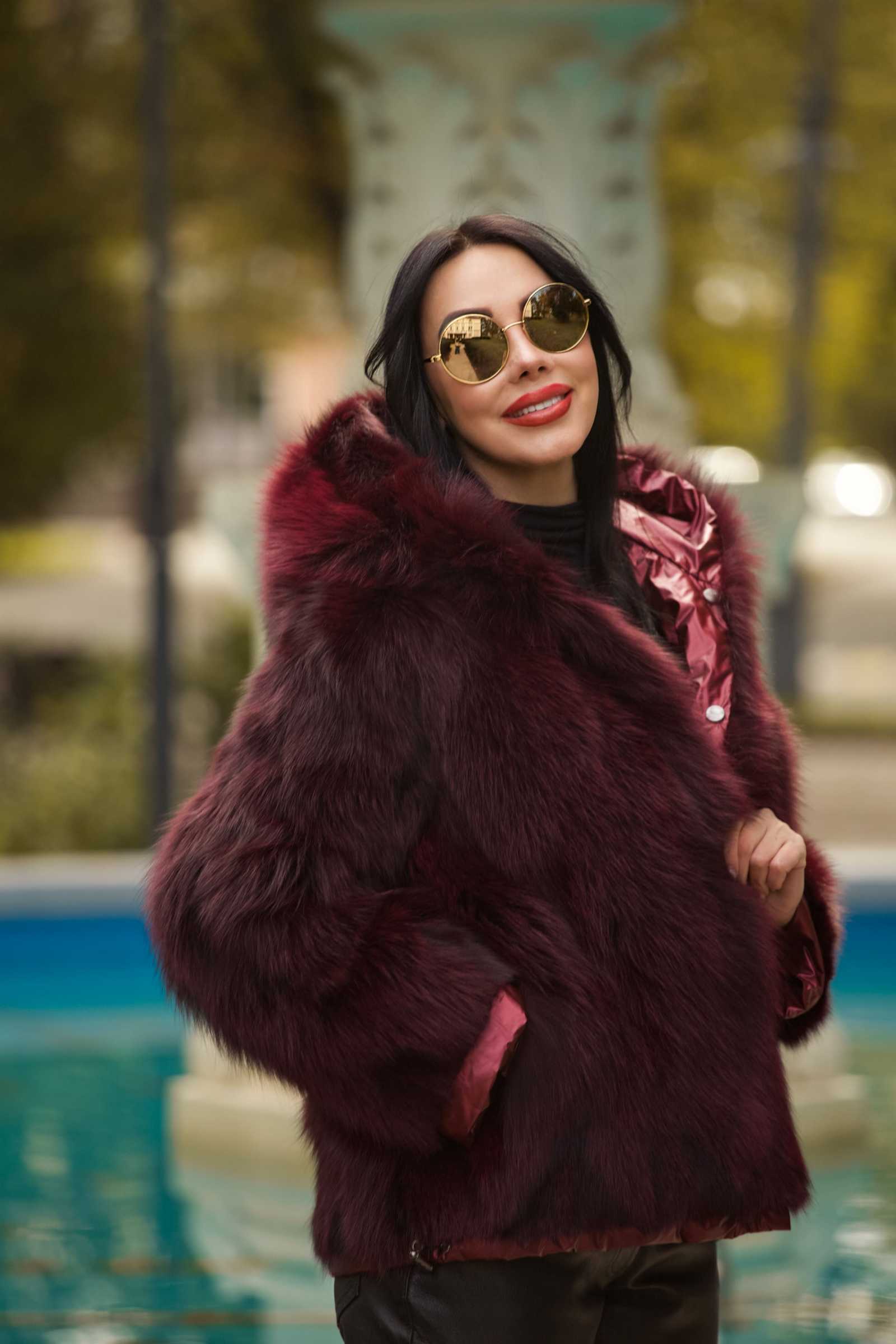 Купить двухсторонний пуховик с мехом лисы WILMA