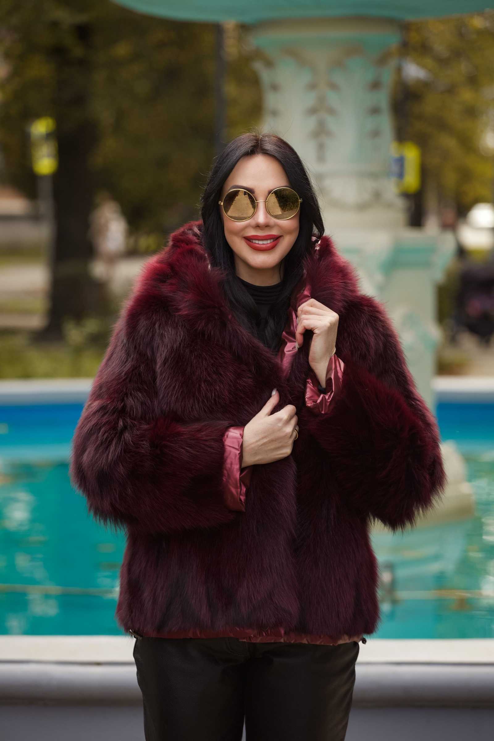 Купить двухсторонний пуховик с мехом лисы WILMA