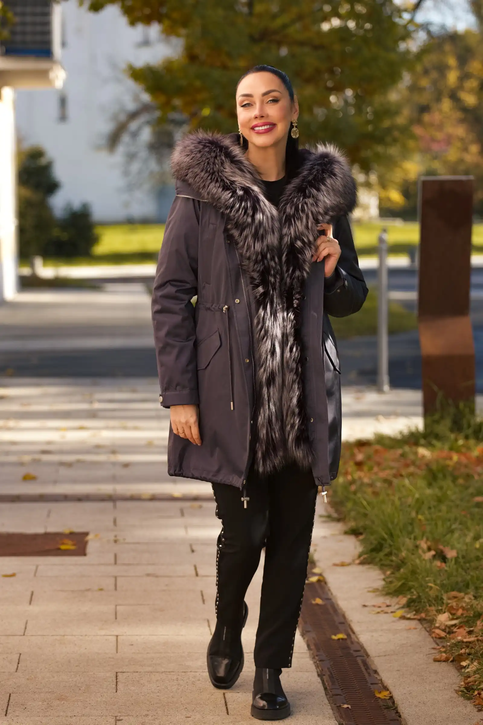 Парка с мехом чернобурой лисы VIOLETA