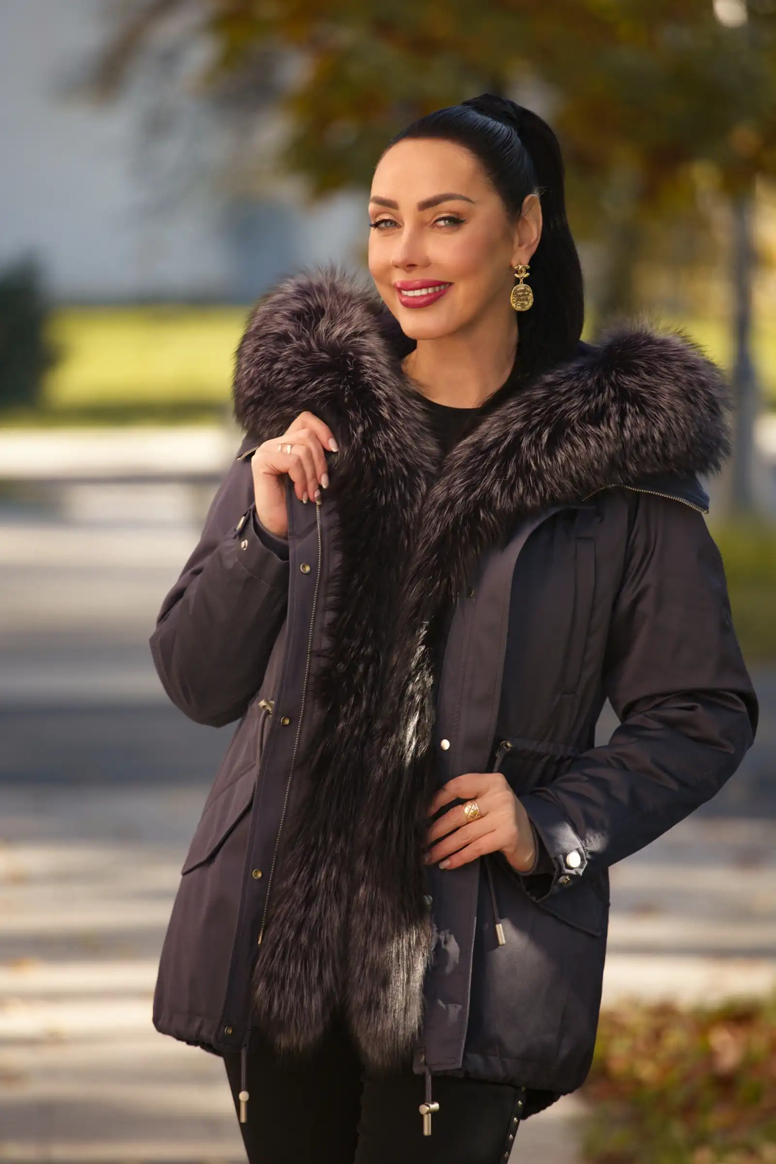 Парка с мехом чернобурой лисы VIOLETA