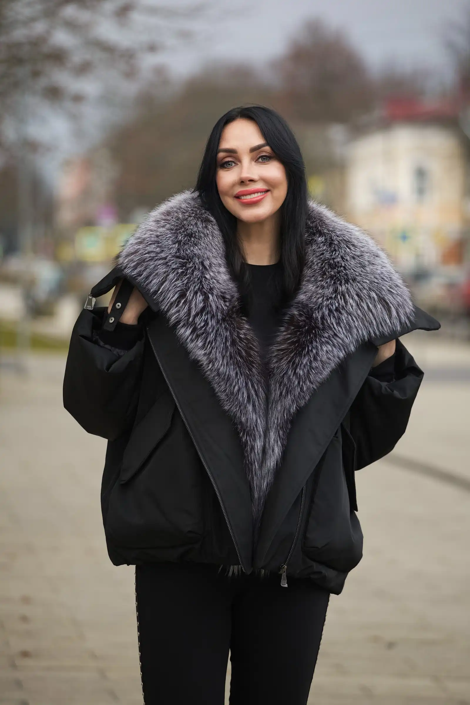 Пуховик с мехом чернобурой лисы BARBARA