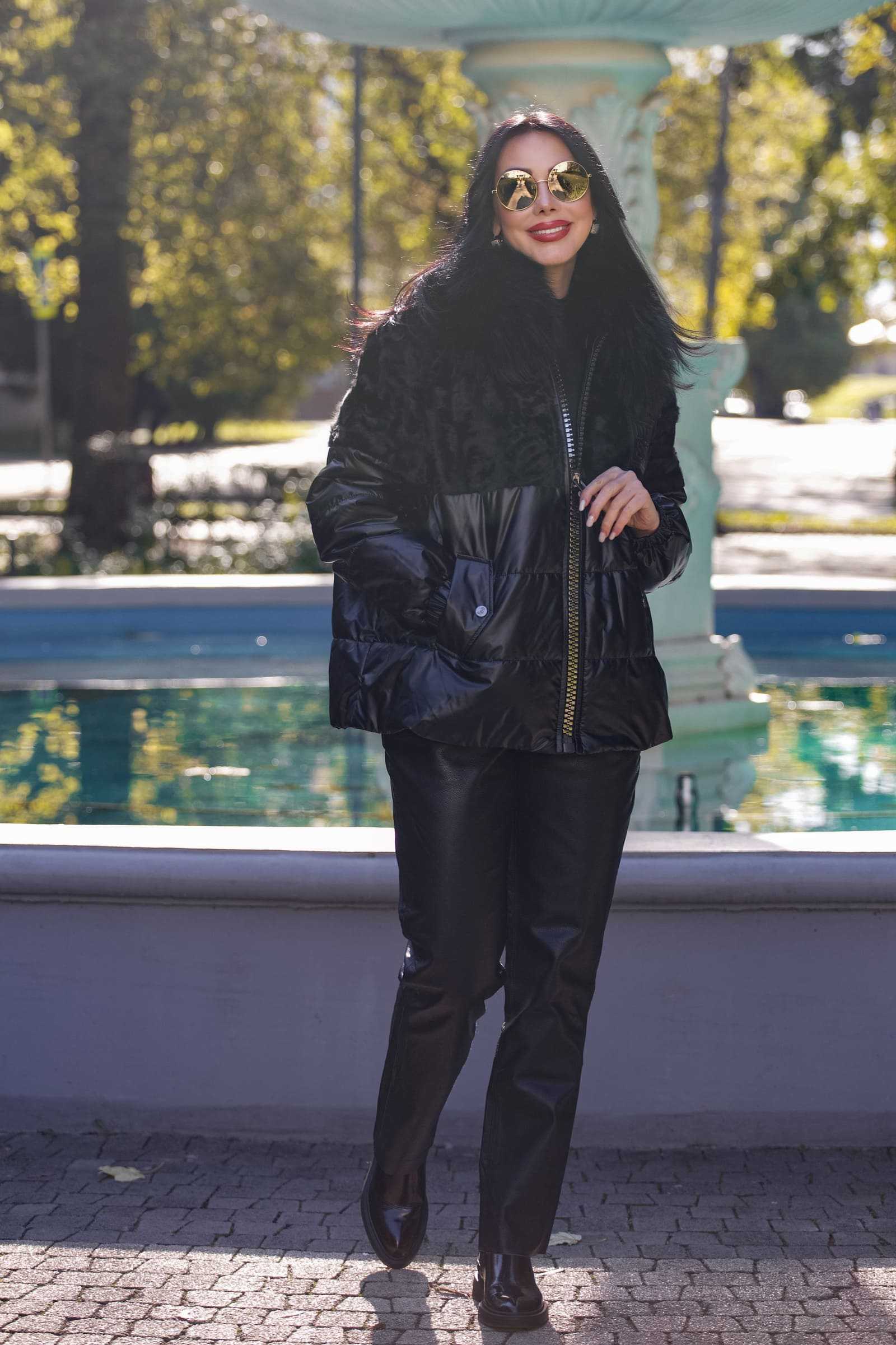 Купить зимнюю куртку c мехом лисы и тианжи TINA