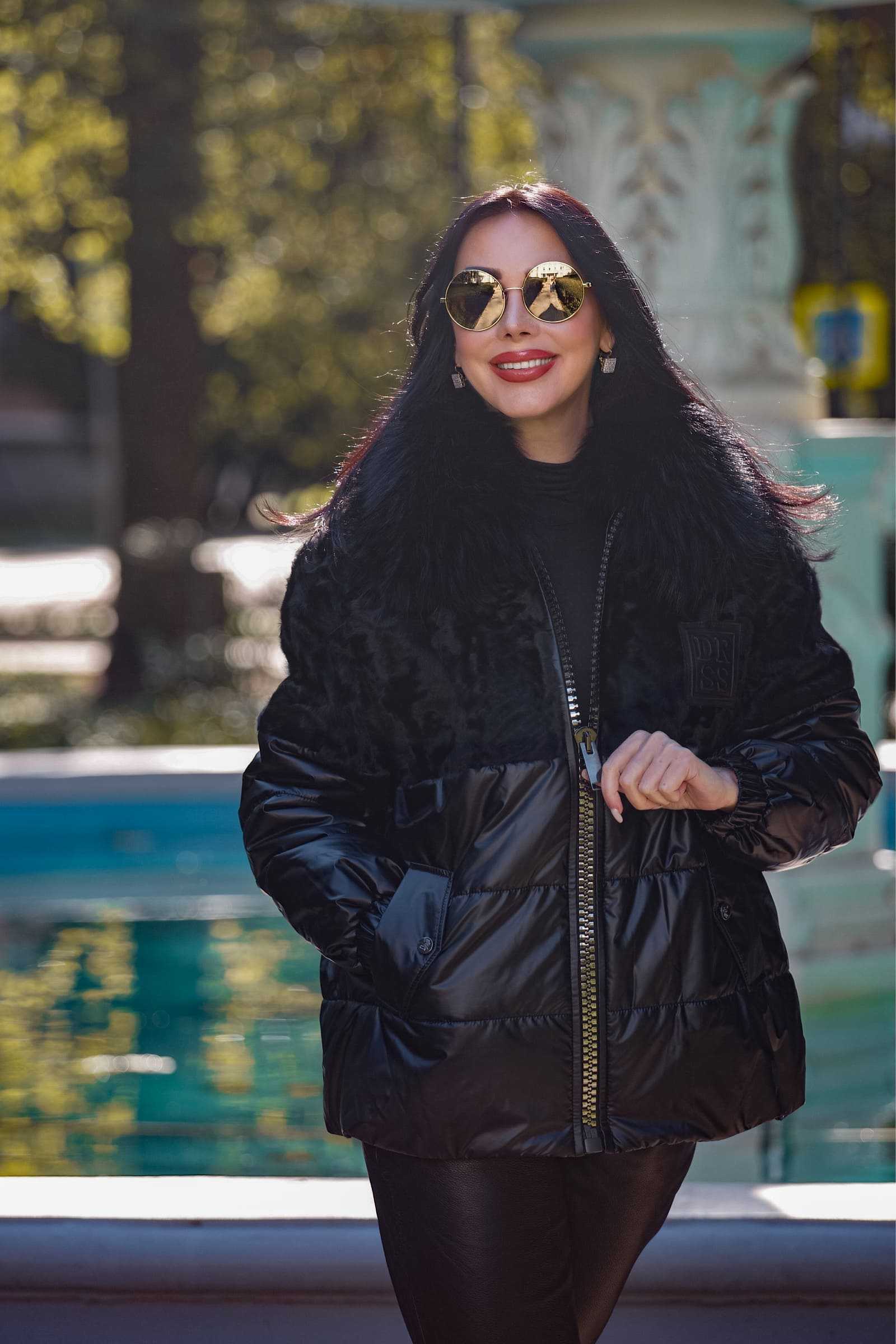 Купить зимнюю куртку c мехом лисы и тианжи TINA