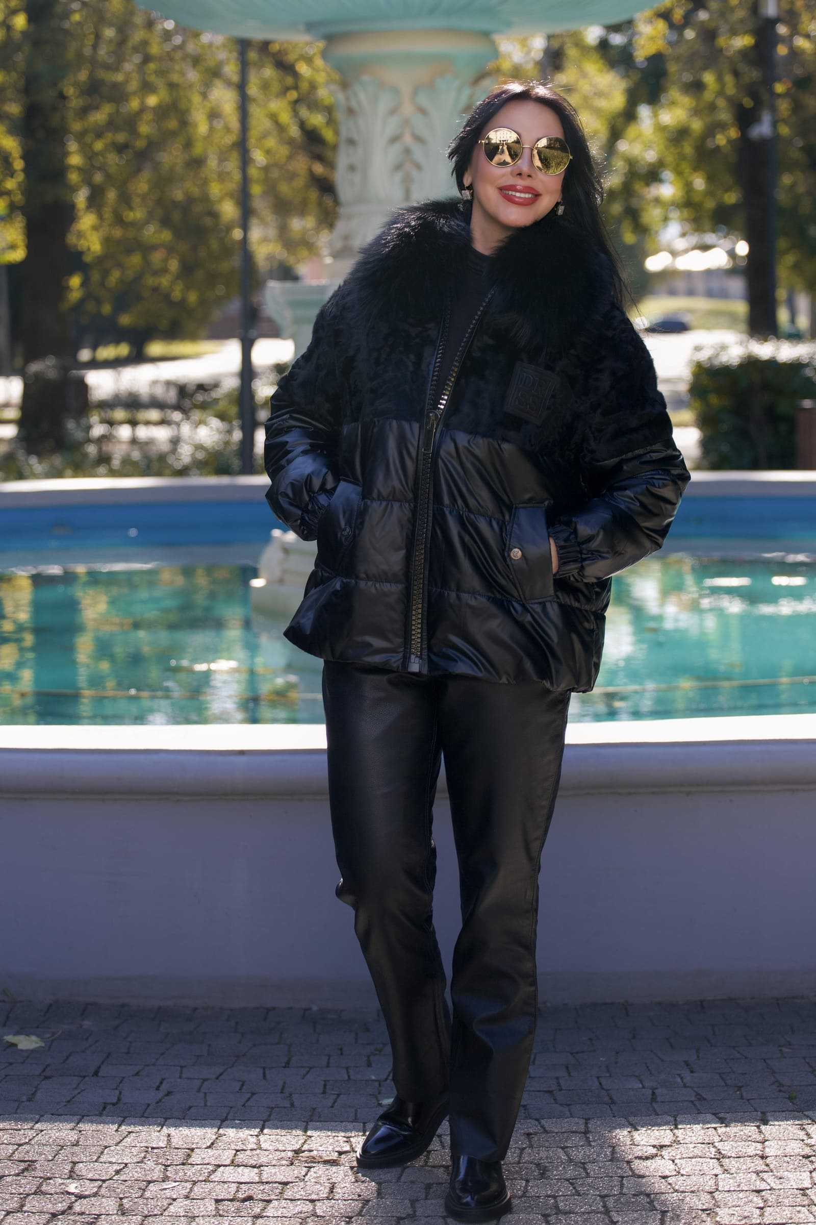 Купить зимнюю куртку c мехом лисы и тианжи TINA