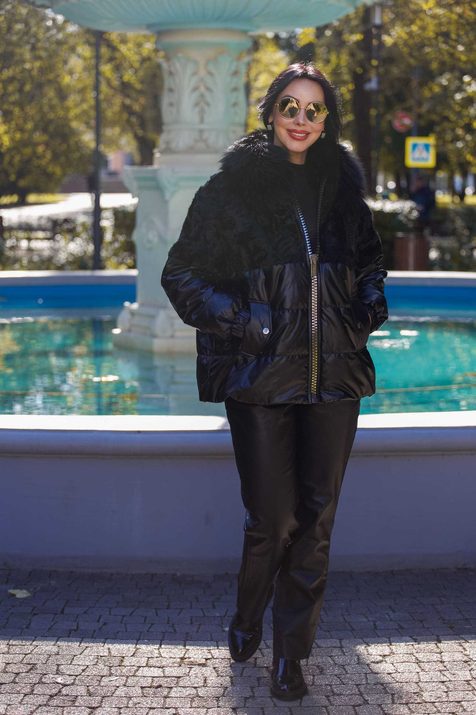 Купить зимнюю куртку c мехом лисы и тианжи TINA