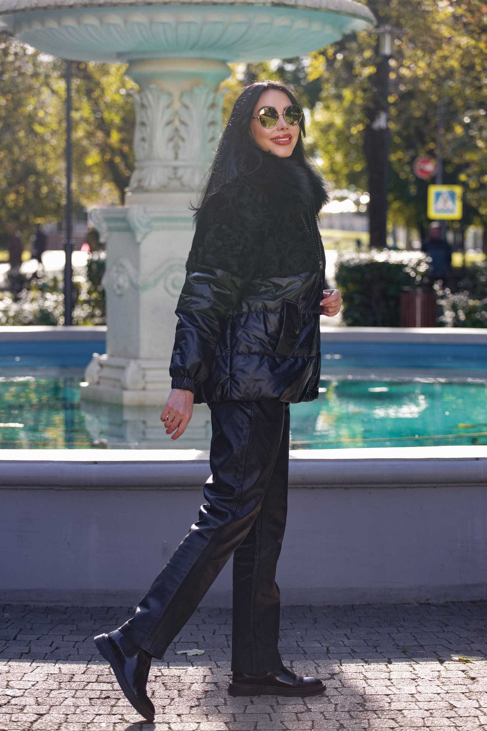 Купить зимнюю куртку c мехом лисы и тианжи TINA