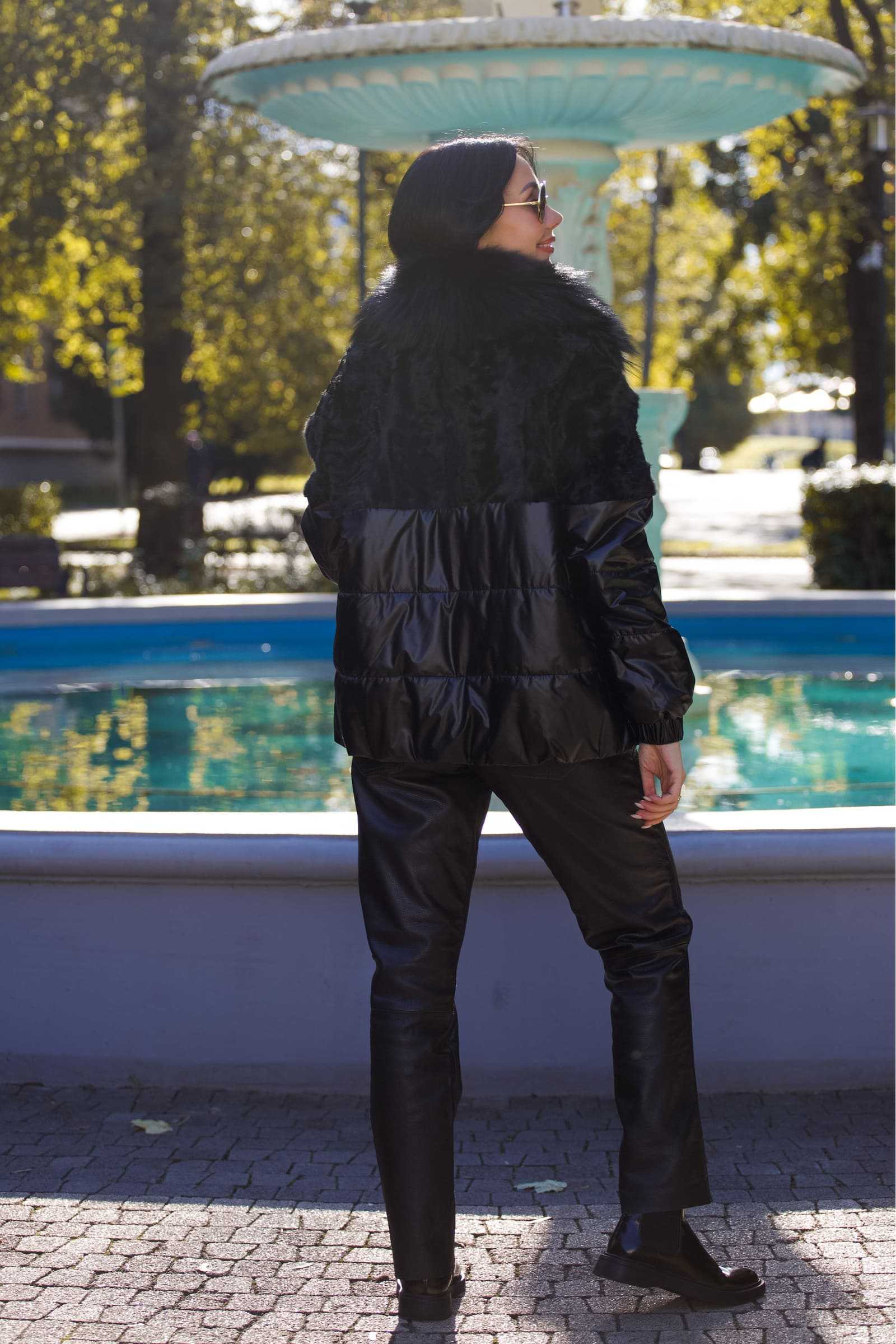 Купить зимнюю куртку c мехом лисы и тианжи TINA