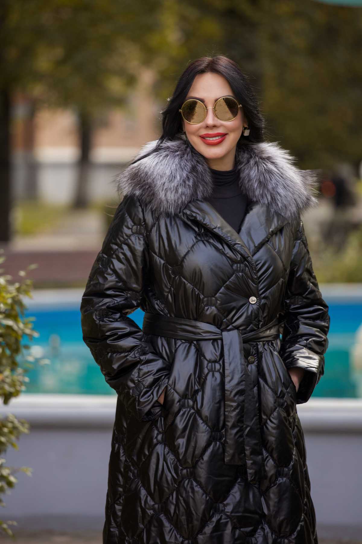 Пуховик c мехом чернобурой лисы BRUNA